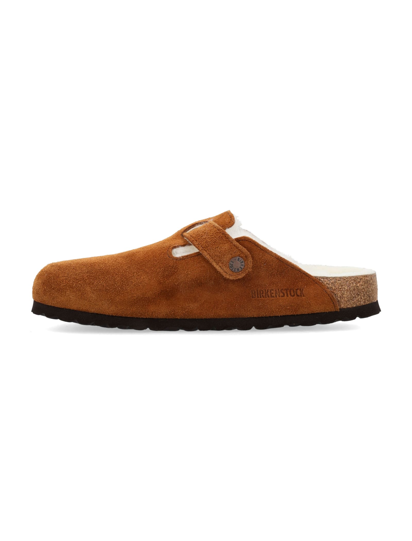 Shop Birkenstock Boston Shearling Sandals In Mink