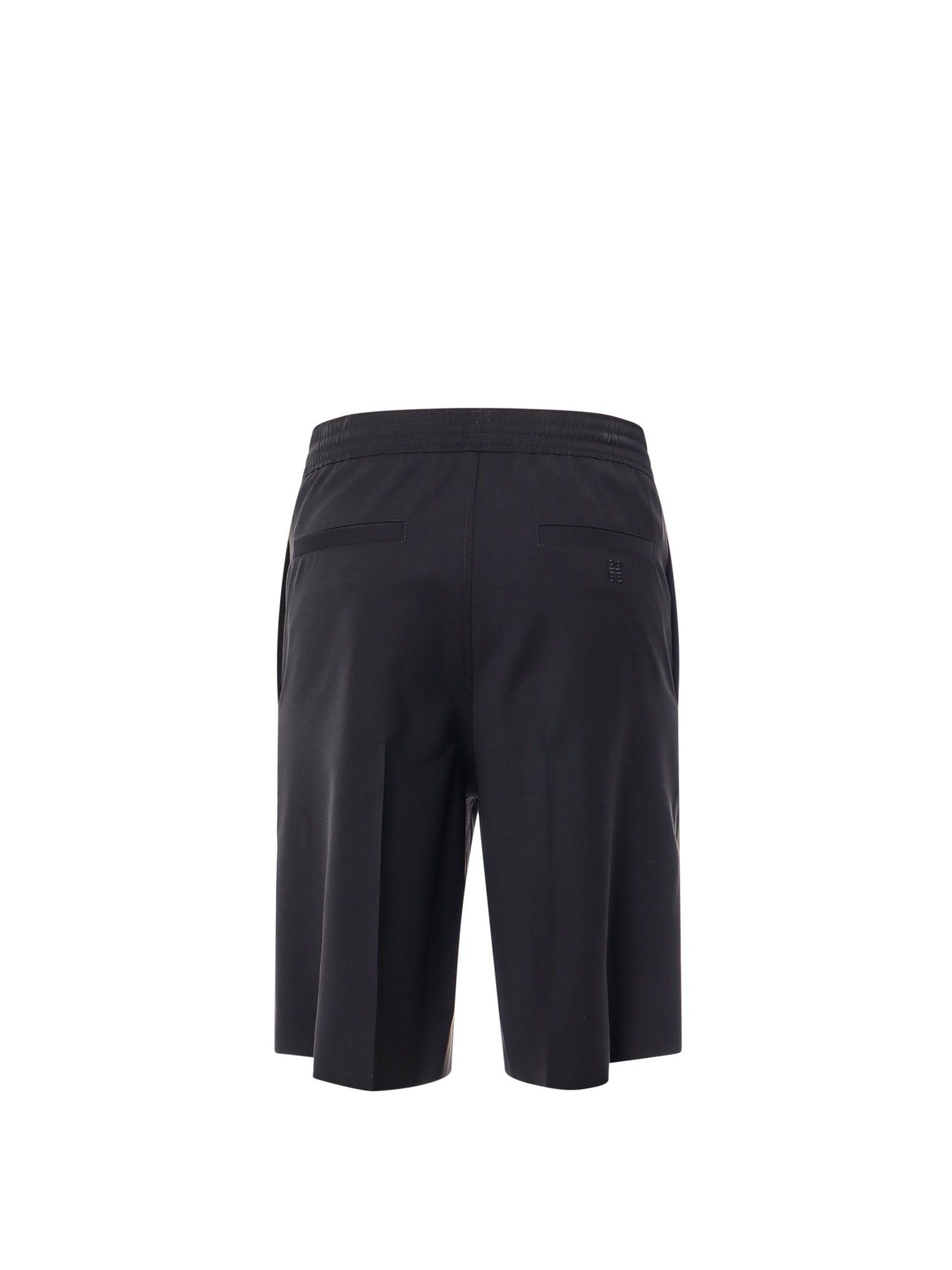 Givenchy Logo-embroidered Wool Bermuda Shorts In Black
