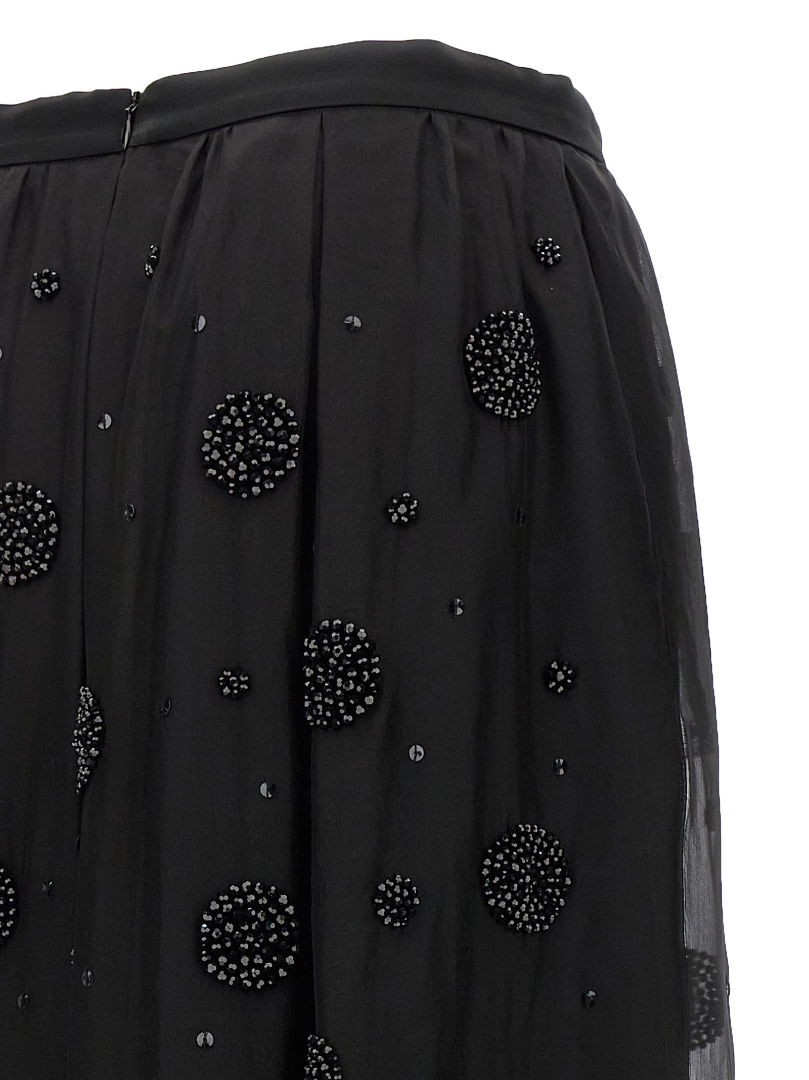 Max Mara All-over Embellished Long Skirt In Black