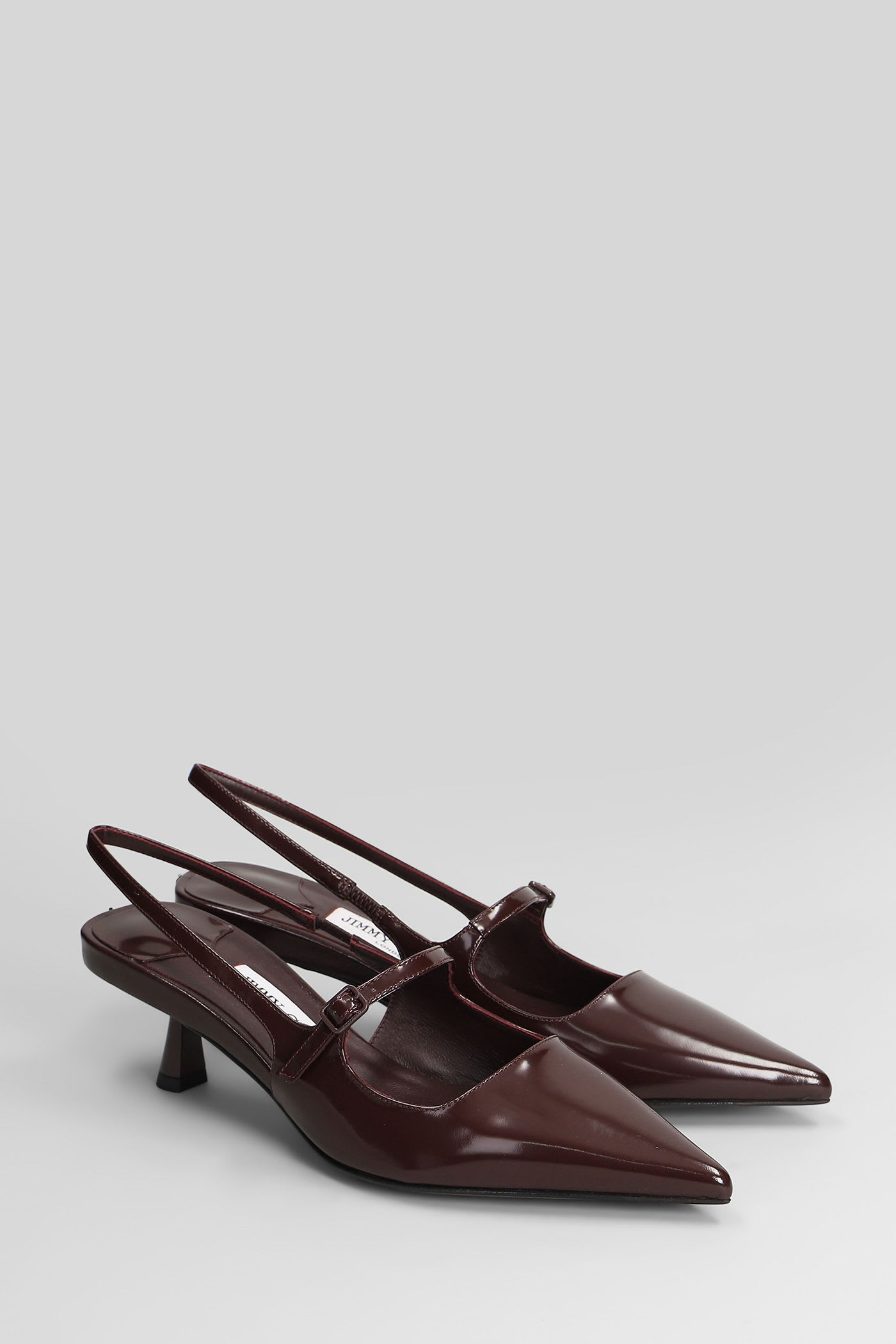 Jimmy Choo Didi 45 Slingback In Brushed Leather In Burgundy