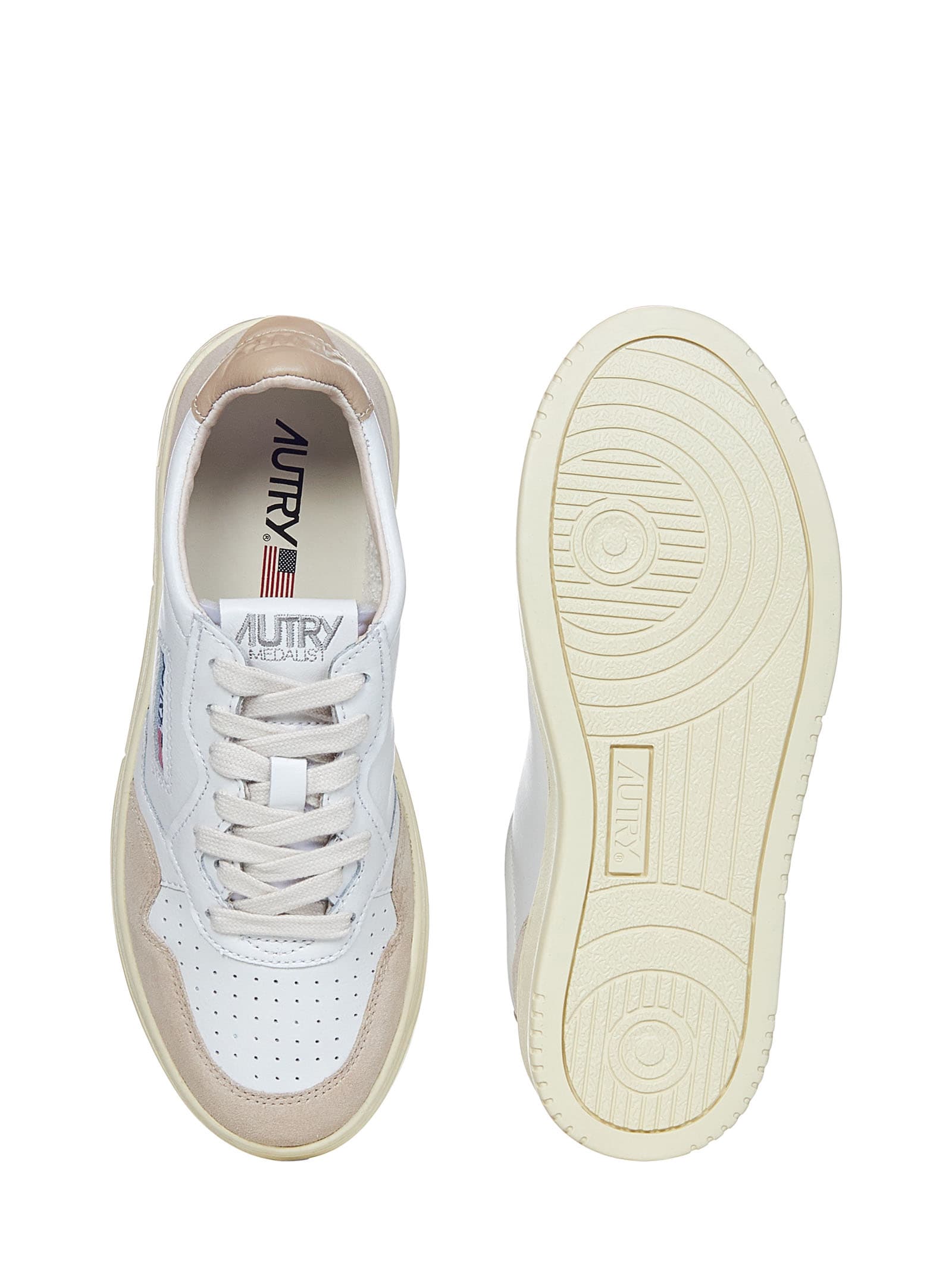 Shop Autry Medalist Low Sneakers In Beige