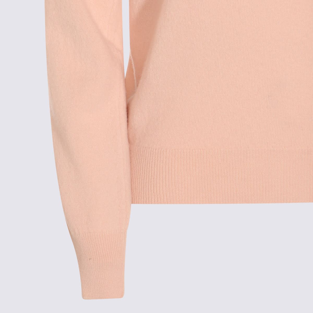 Maison Margiela Light Pink Wool Polo Shirt With Open Collar And Ribbed Edges In Brown