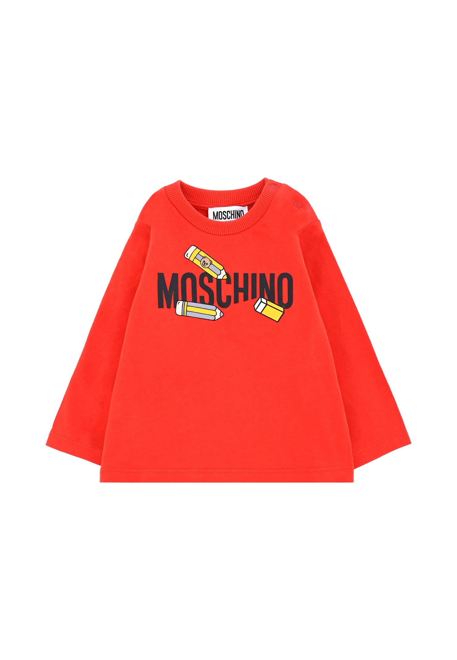 Moschino Red T-shirt For Bbaykids With Back To School Print In Red