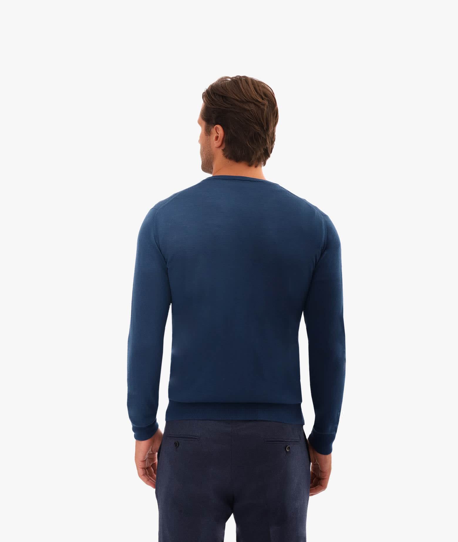 Shop Larusmiani V-neck Sweater Pullman Sweater In Blue