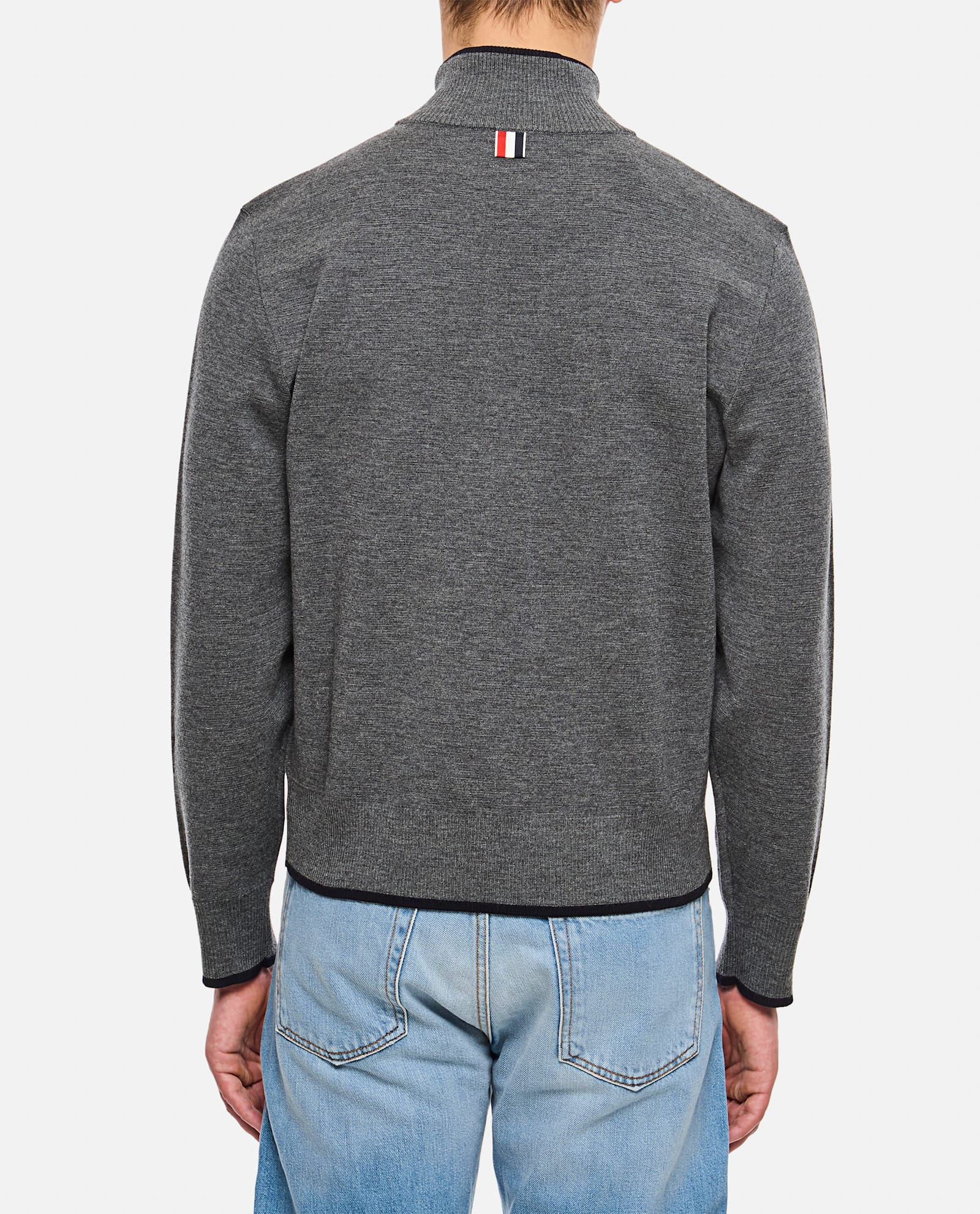 Shop Thom Browne Half Zip Pullover In Grey