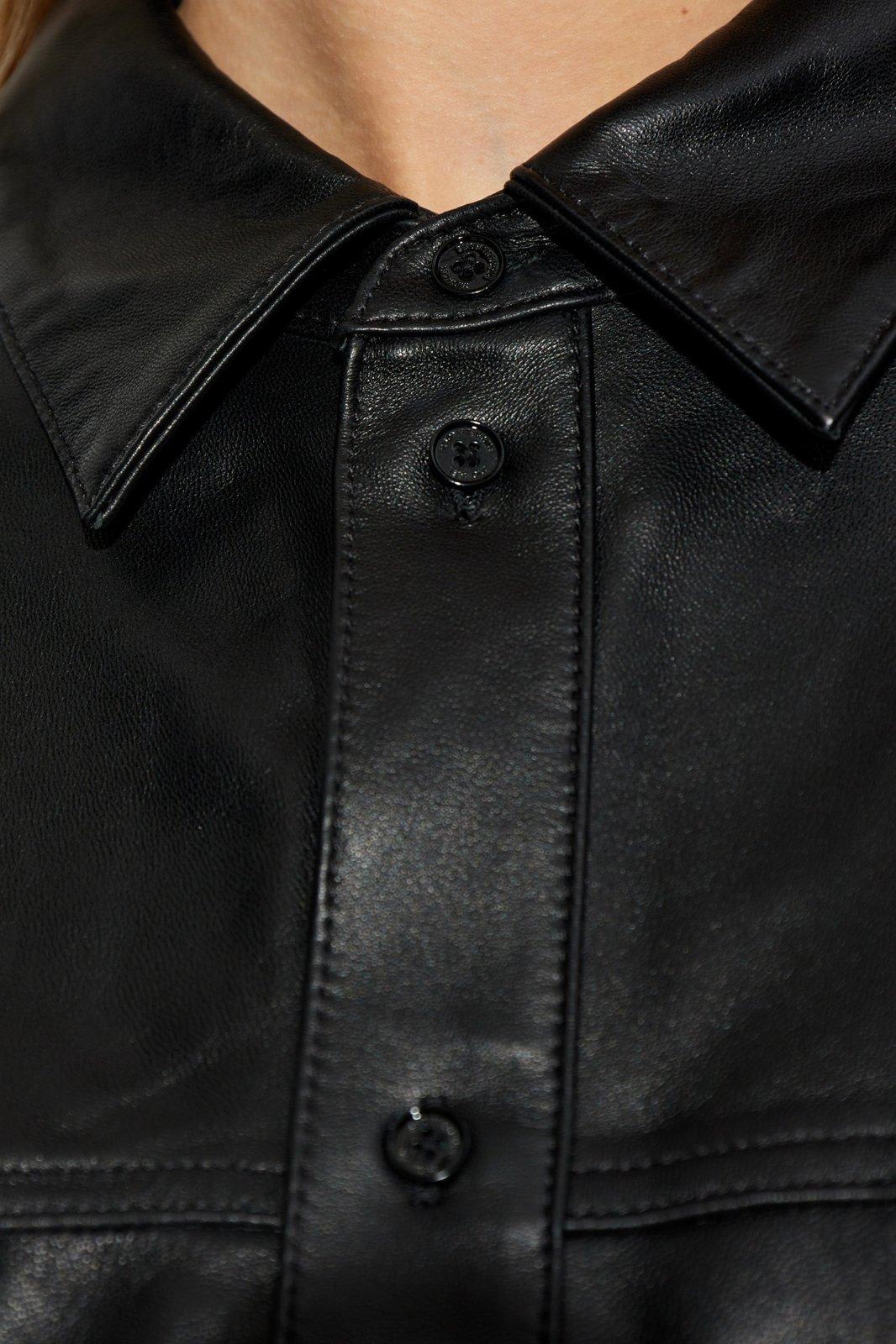 Michael Kors Black Leather Jacket In Black
