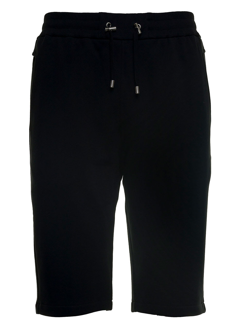 Balmain Black Cotton Bermuda Shorts With Logo
