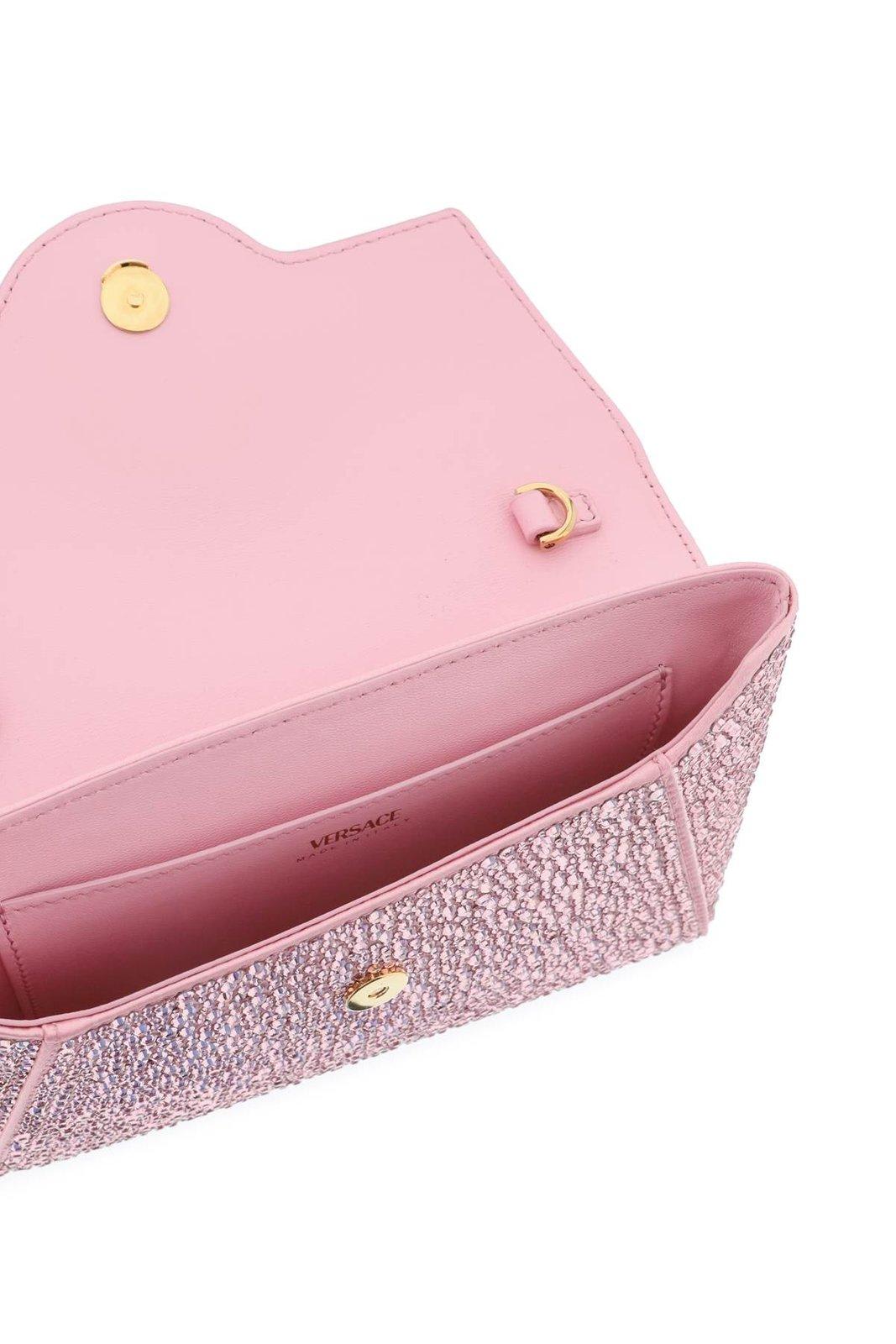 Shop Versace Medusa Plaque Embellished Clutch Bag In Pink