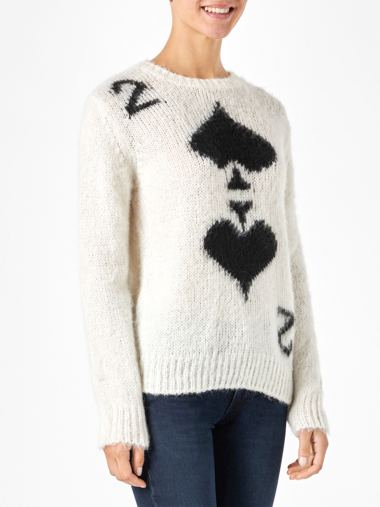 Shop Mc2 Saint Barth Woman Brushed Sweater With 2 Of Spades Print