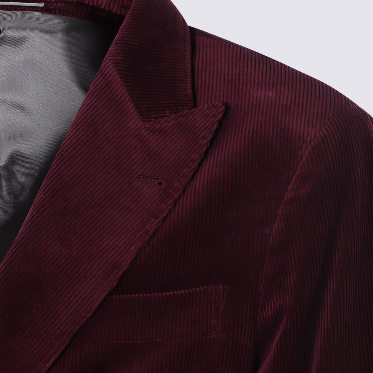 Brunello Cucinelli Velvet Double-breasted Suit Button Detailing In Red