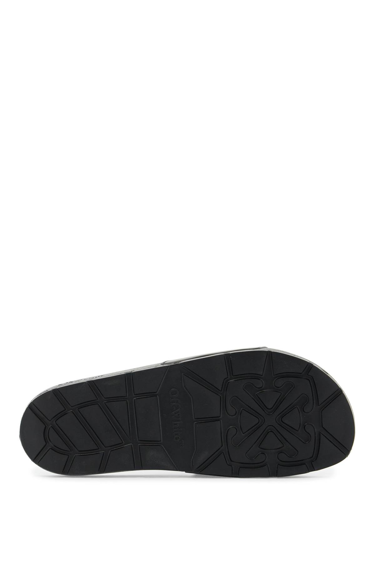 Shop Off-white Rubber Slides For Left And Right In Black - White (black)