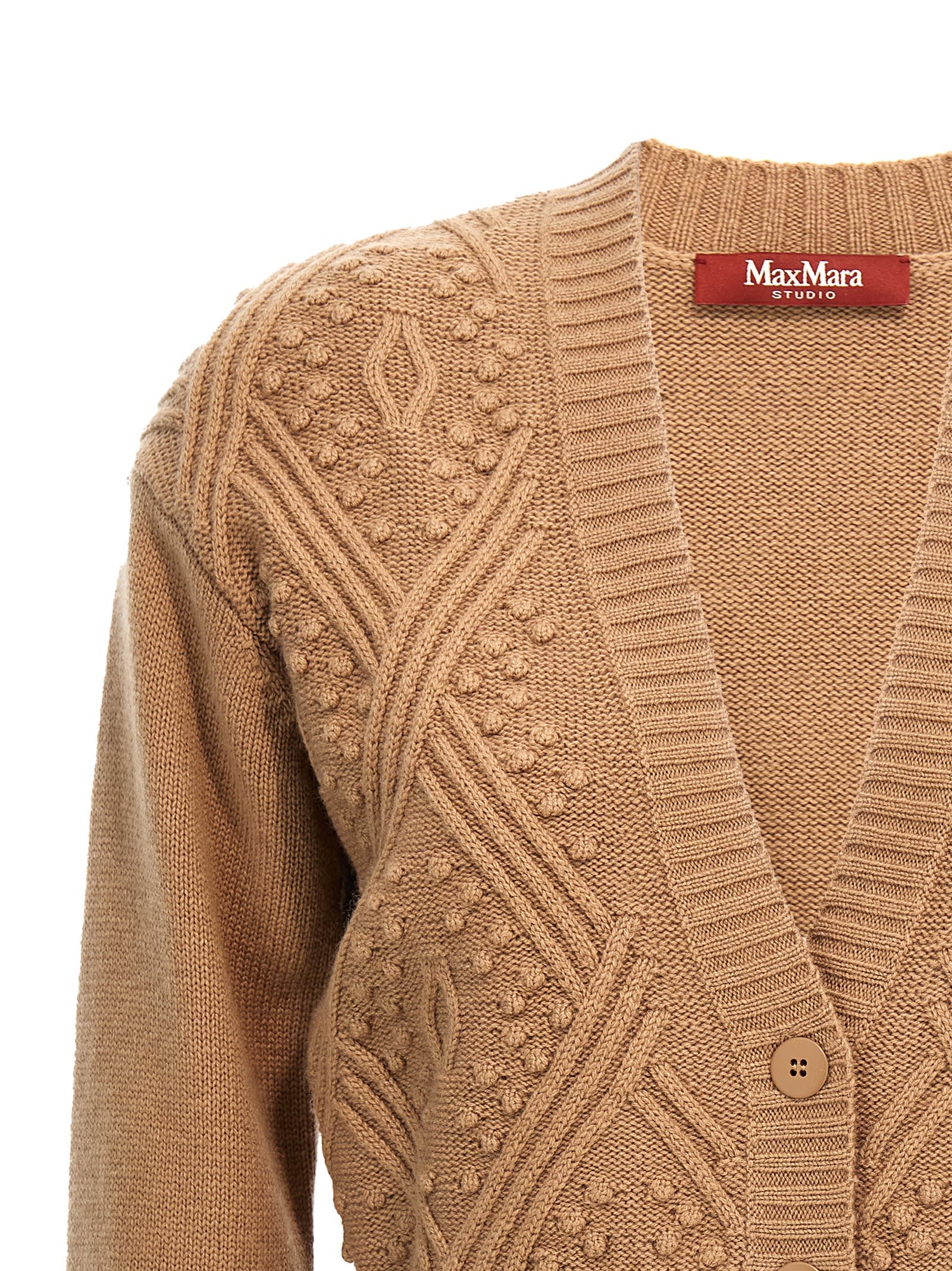 Max Mara Textured Wool And Cashmere Cardigan In Brown