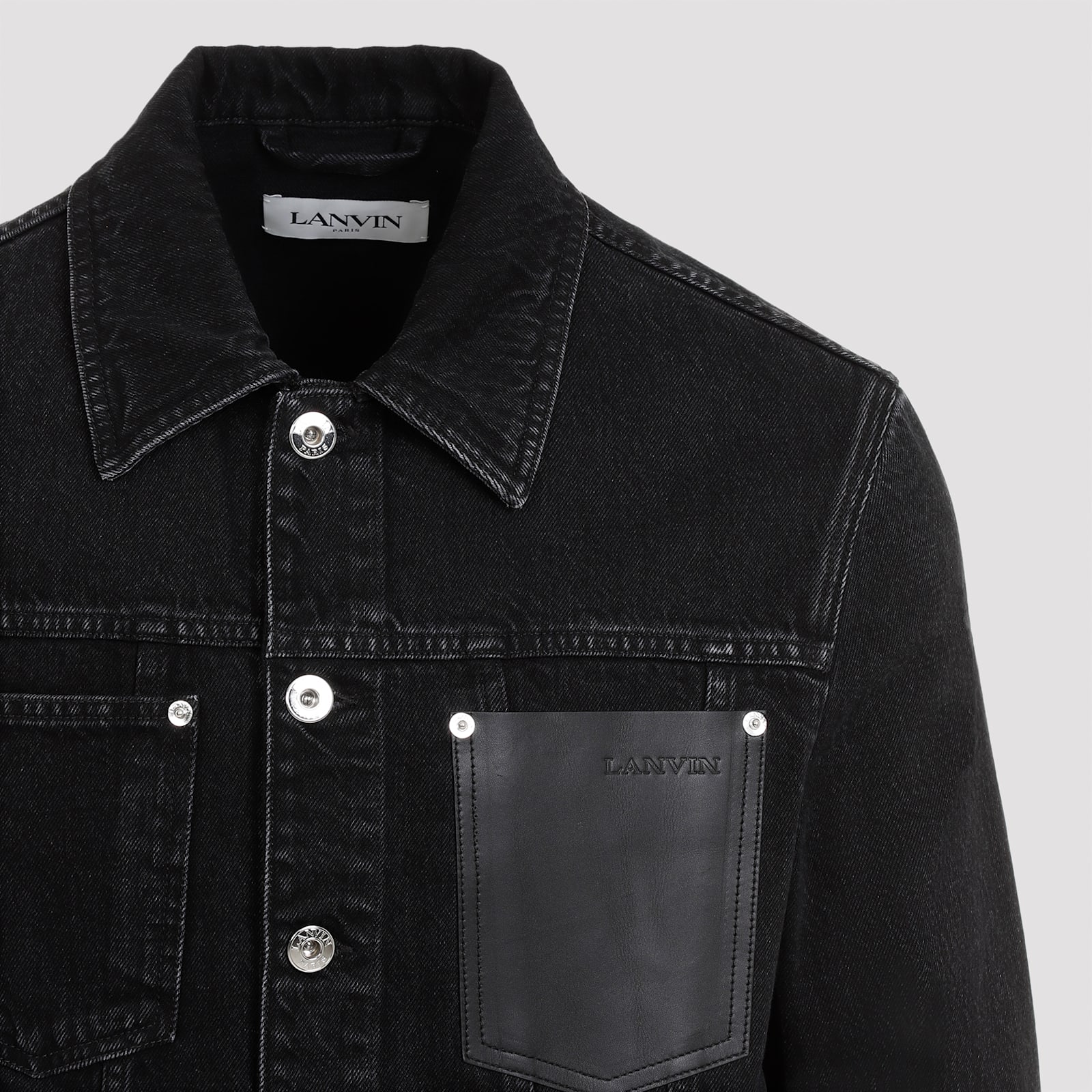 Shop Lanvin Leather Detail Jacket In Black