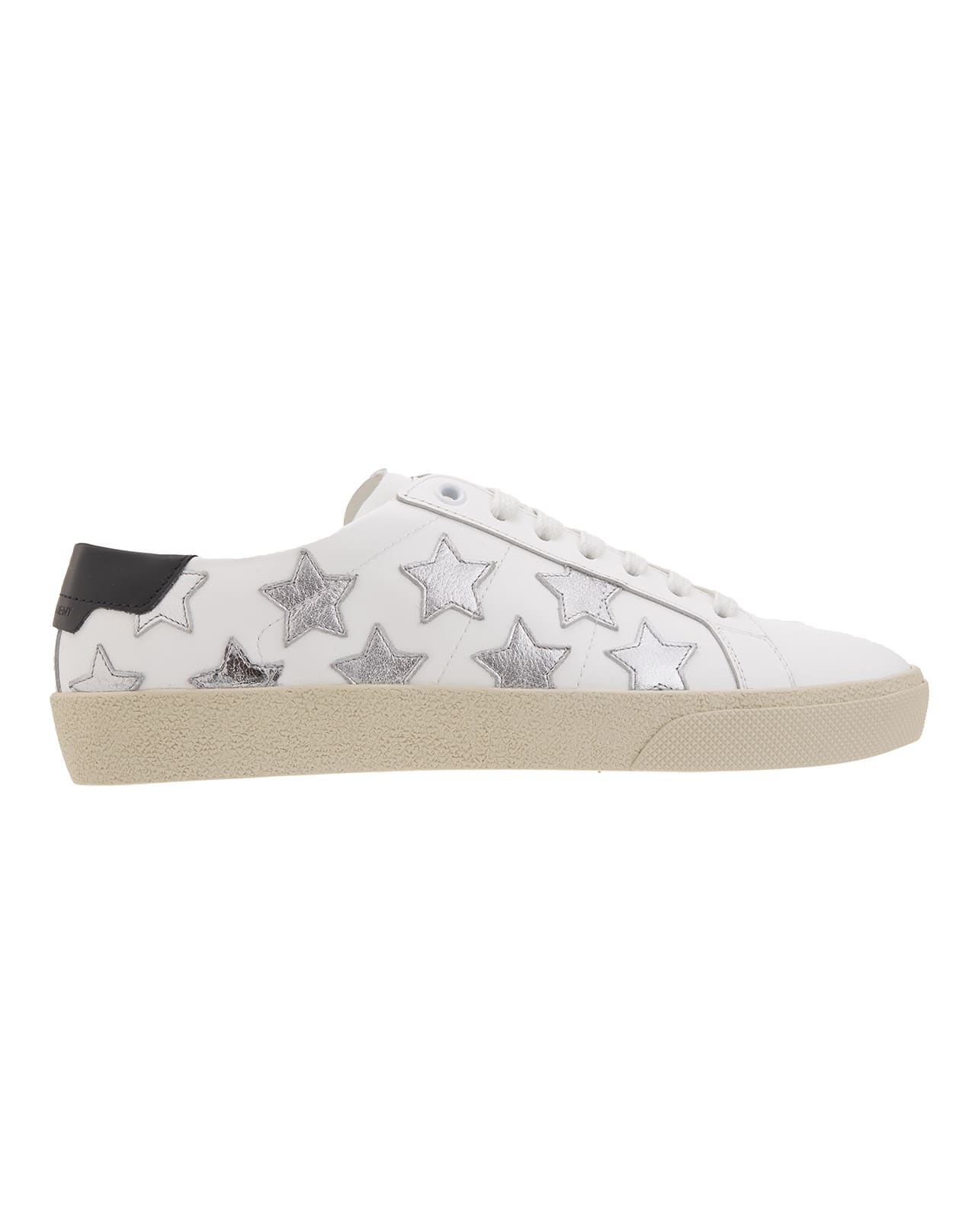 Saint Laurent Signature California Sneakers In White And Silver Leather