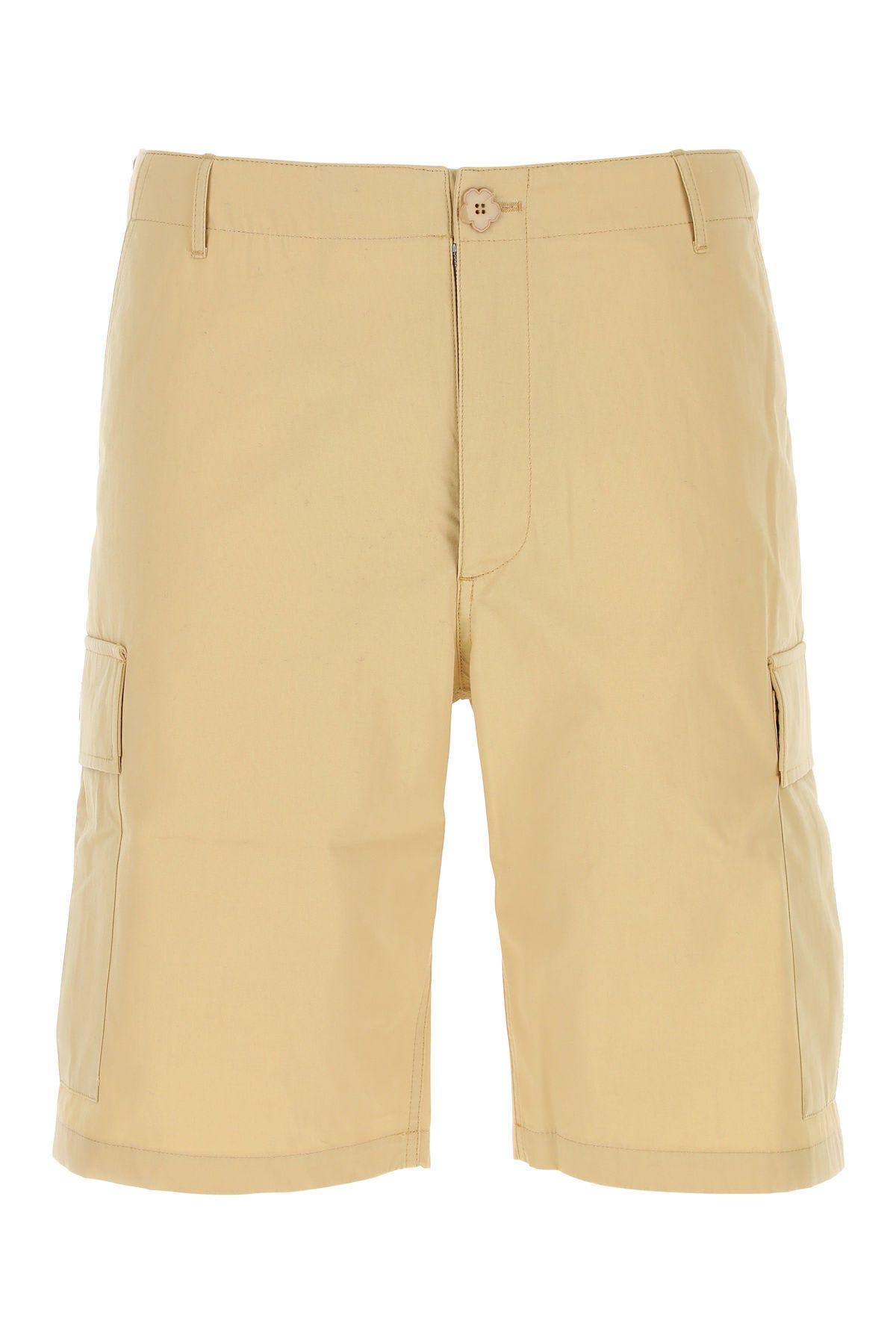 Shop Kenzo Beige Cotton Bermuda Shorts In Neutrals