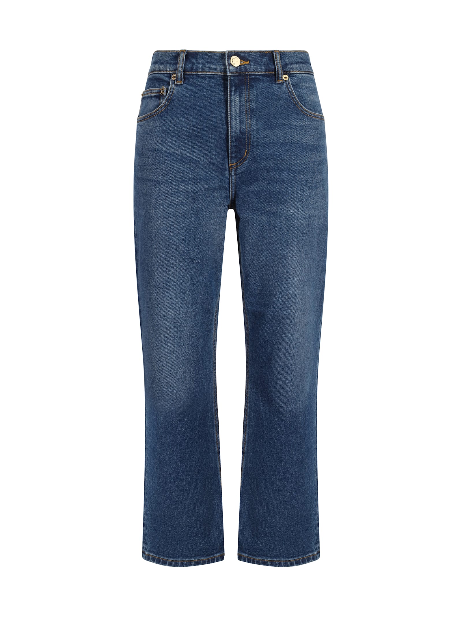 Shop Tory Burch Cropped Flared Jeans In Dark Vintage Wash