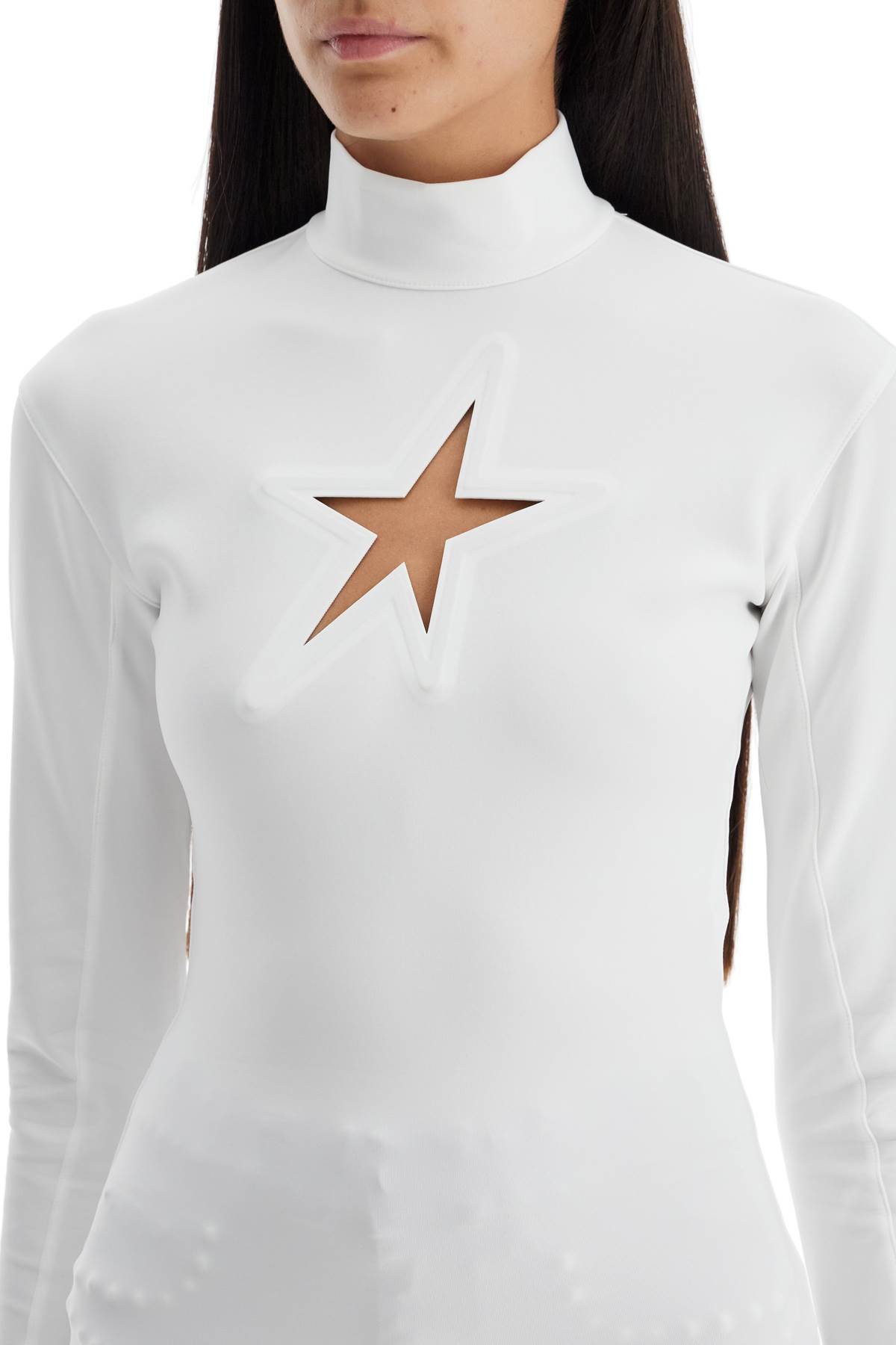 Shop Mugler Long-sleeved Star Top For In Off White (white)