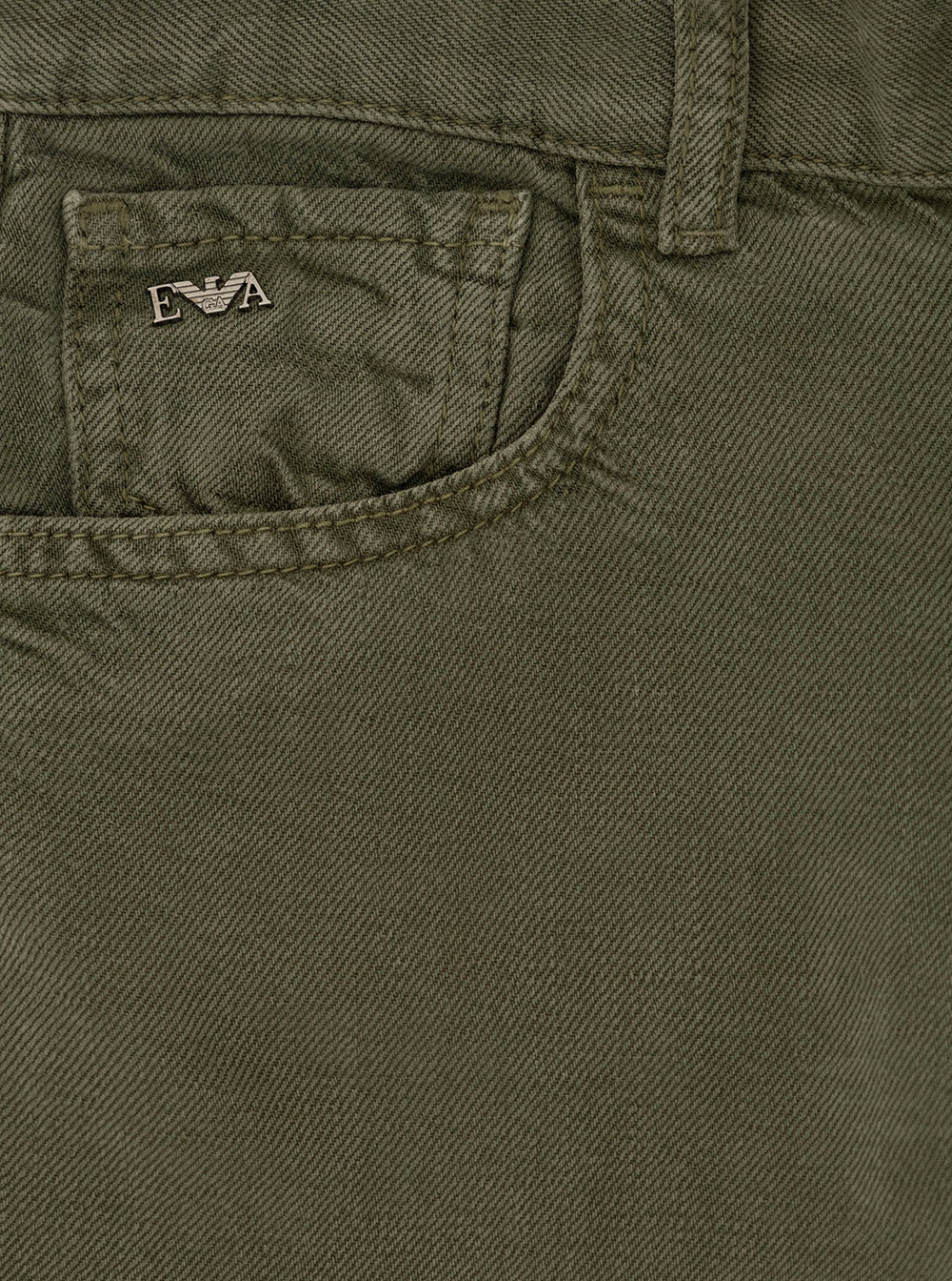 Shop Emporio Armani Military Green Pants With Logo Detail In Linen Blend Boy In Grey