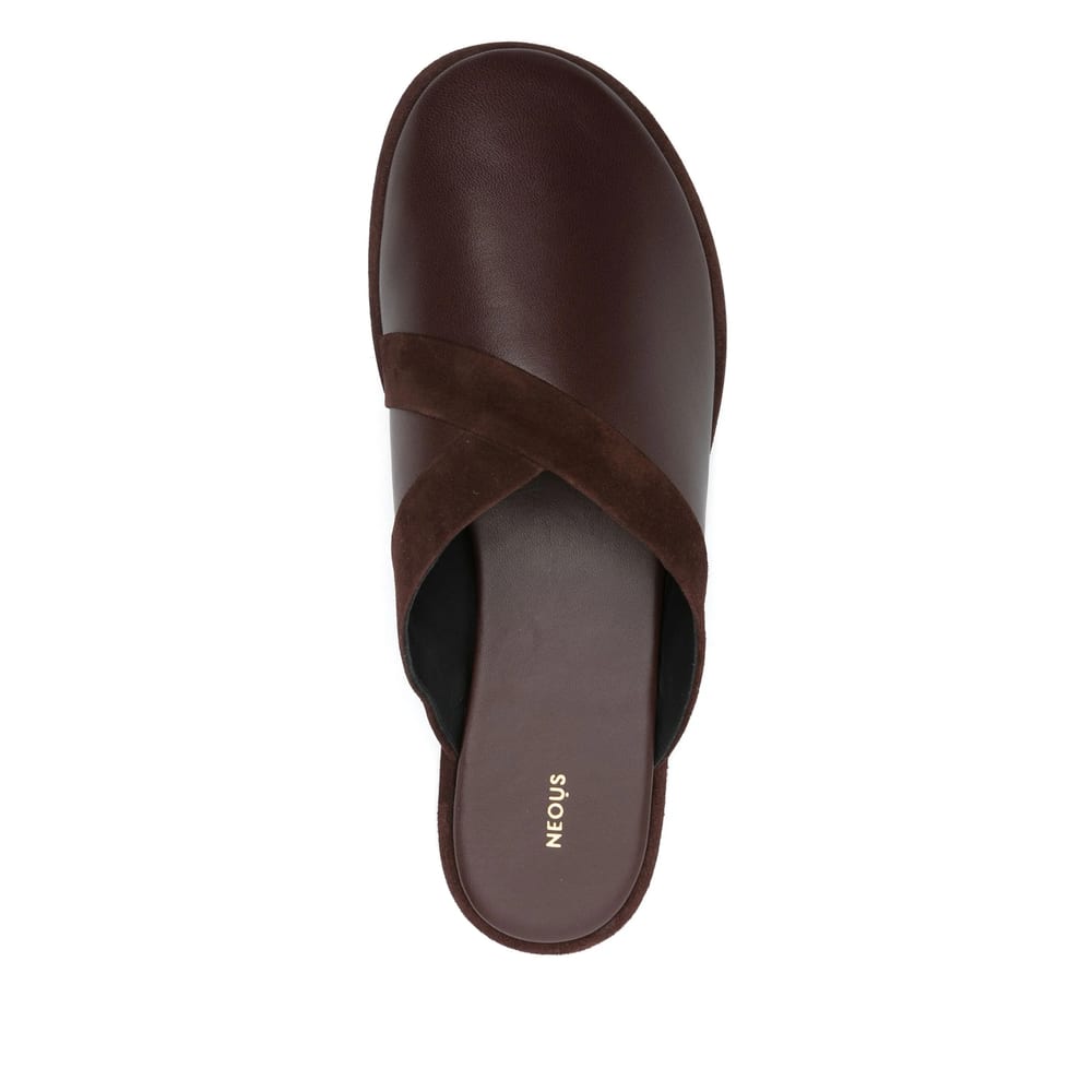 Neous Leather Atik Slides In Brown
