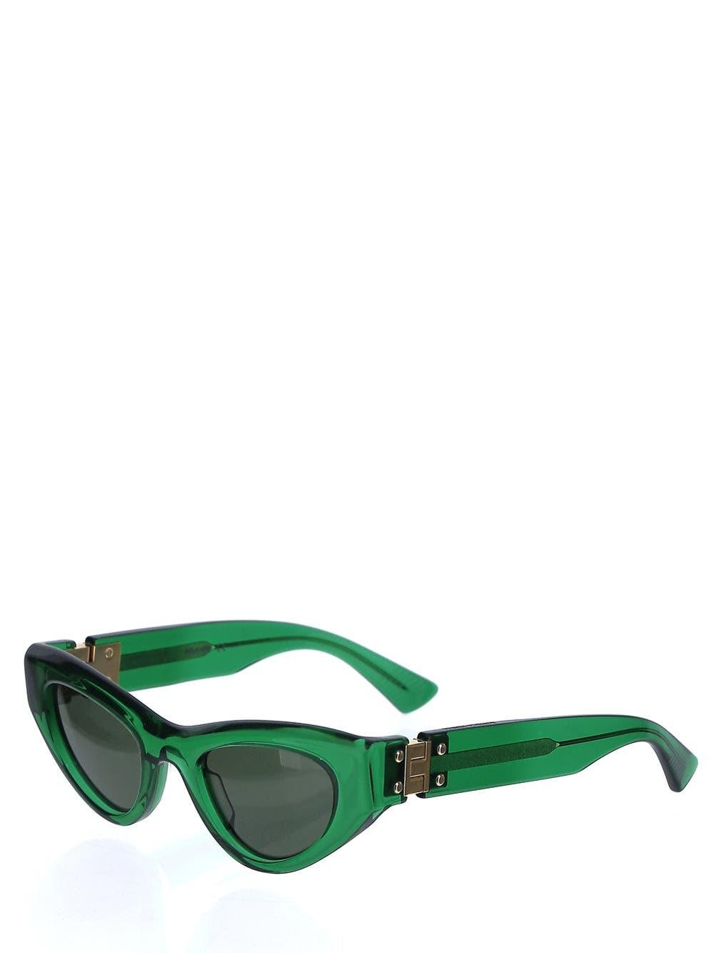 Shop Bottega Veneta Green Sunglasses