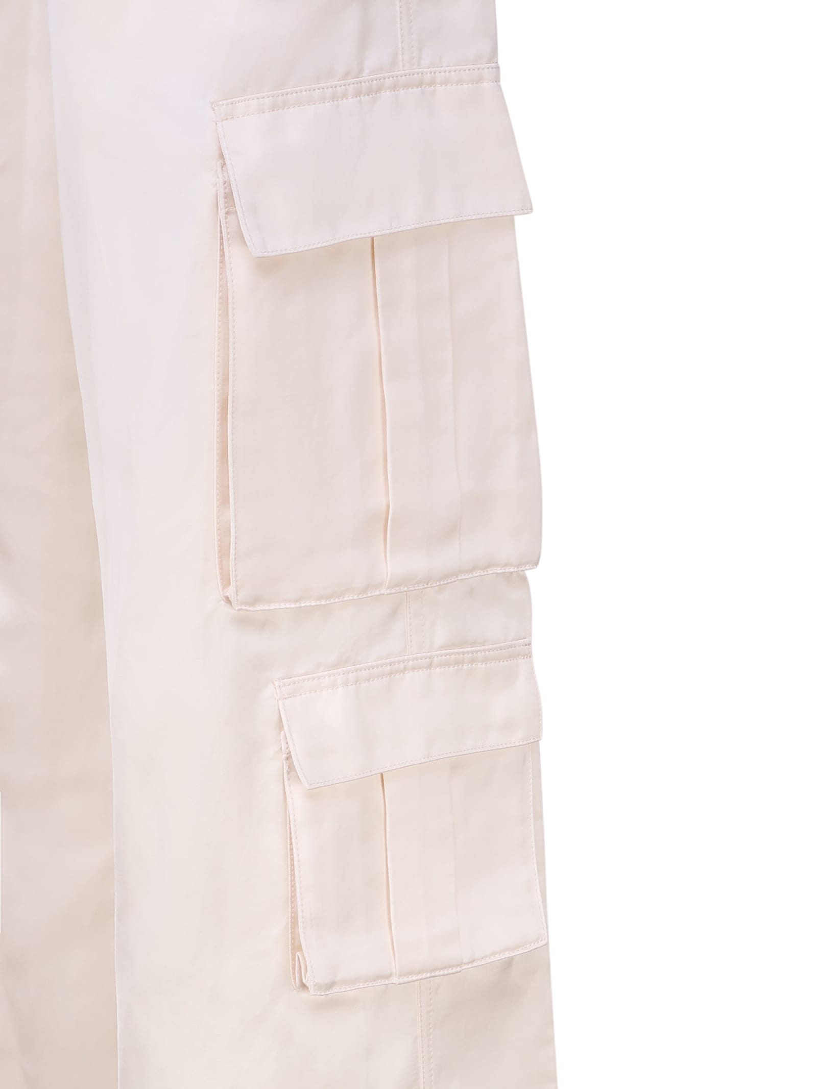 Shop Self-portrait Cargo Satin Trousers In White