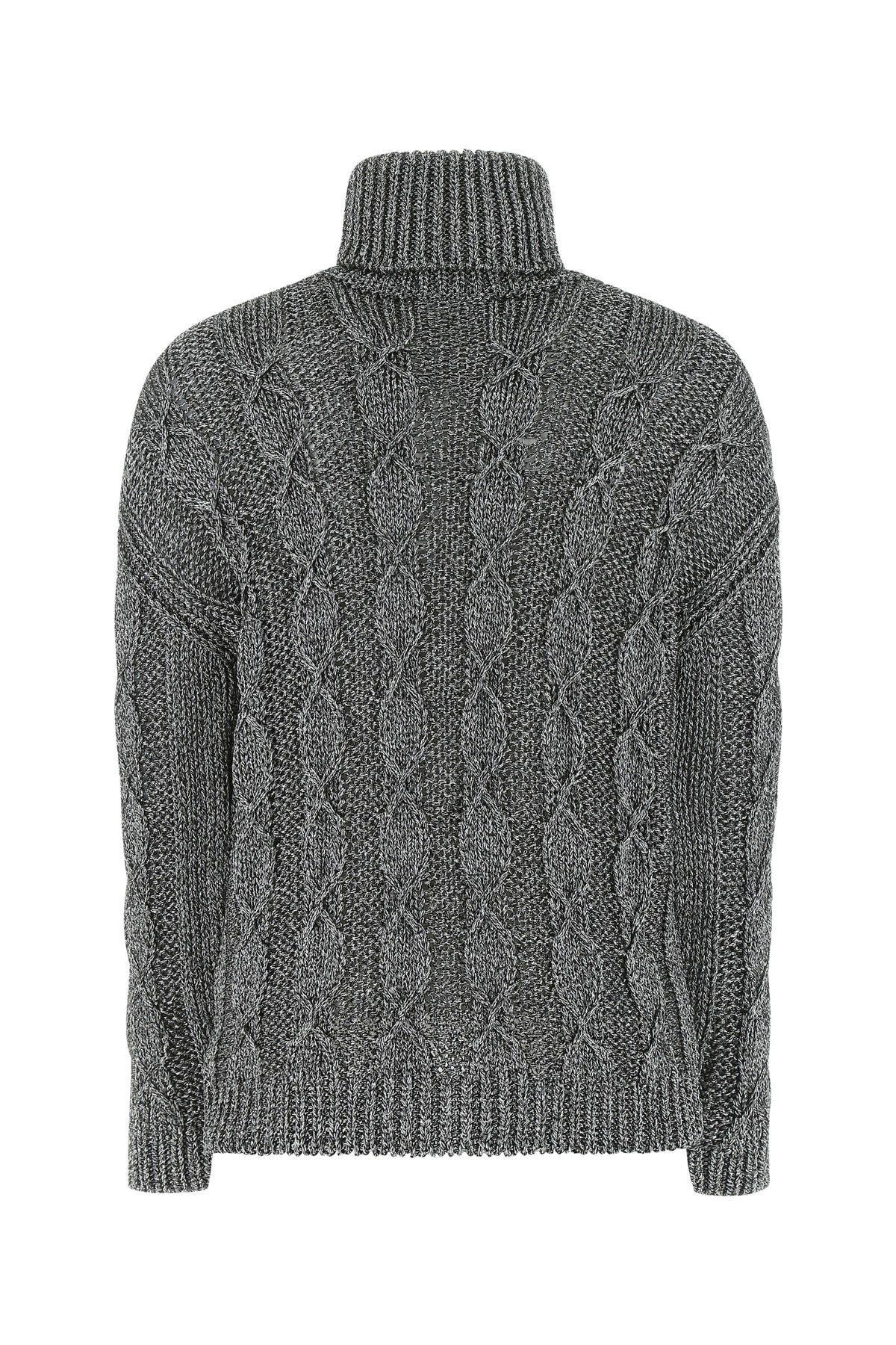 Shop Saint Laurent Melange Grey Viscose Blend Sweater In Silver