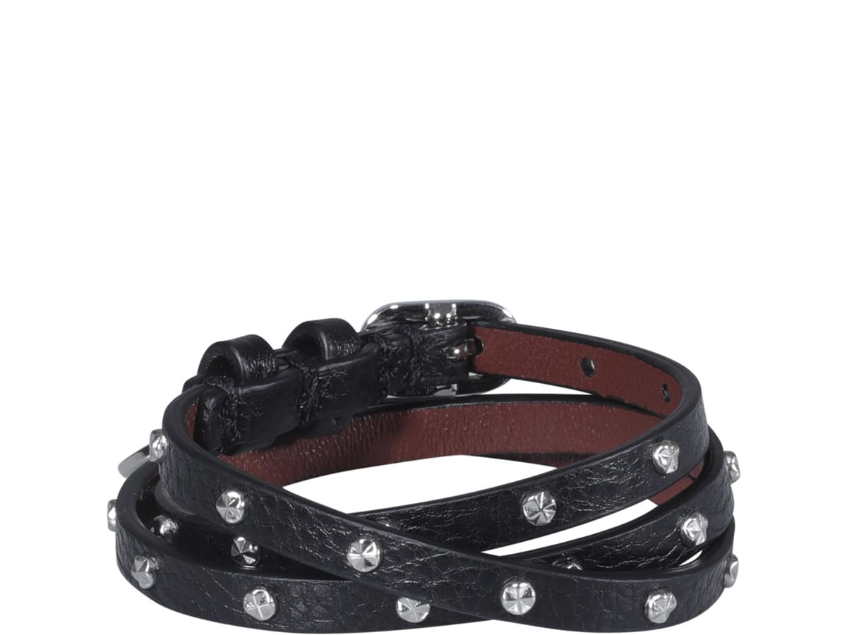 Alexander Mcqueen Studded Multi-wrap Bracelet In Black