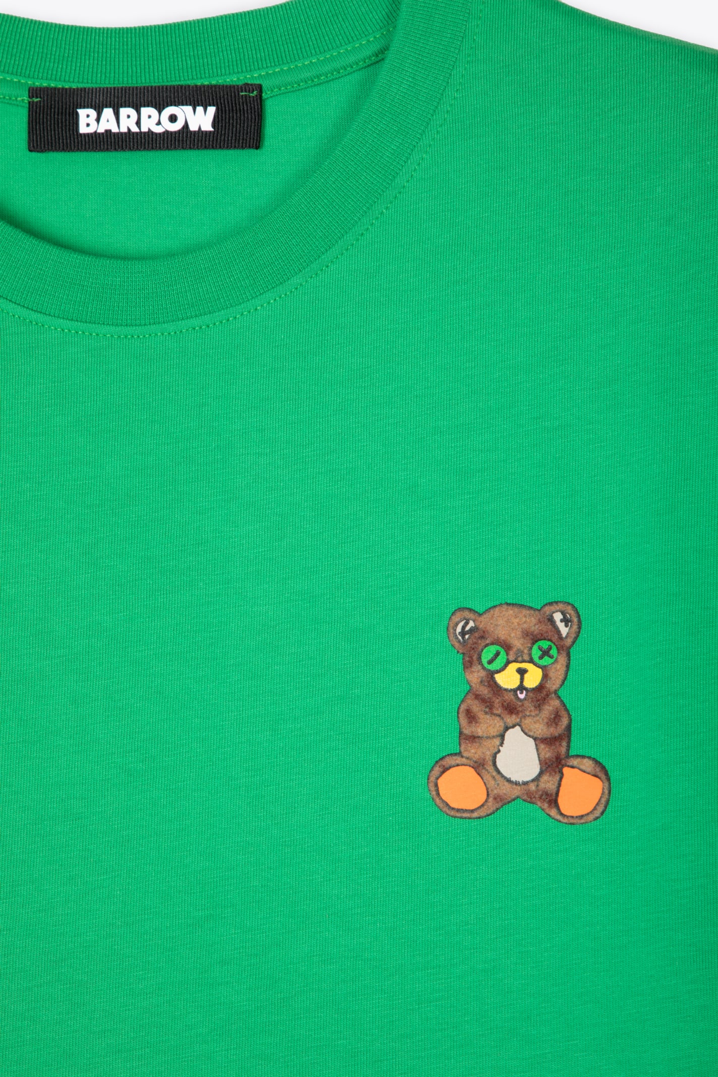 Shop Barrow Jersey T-shirt Unisex Emerald Green T-shirt With Chest Teddy Bear Print In Verde