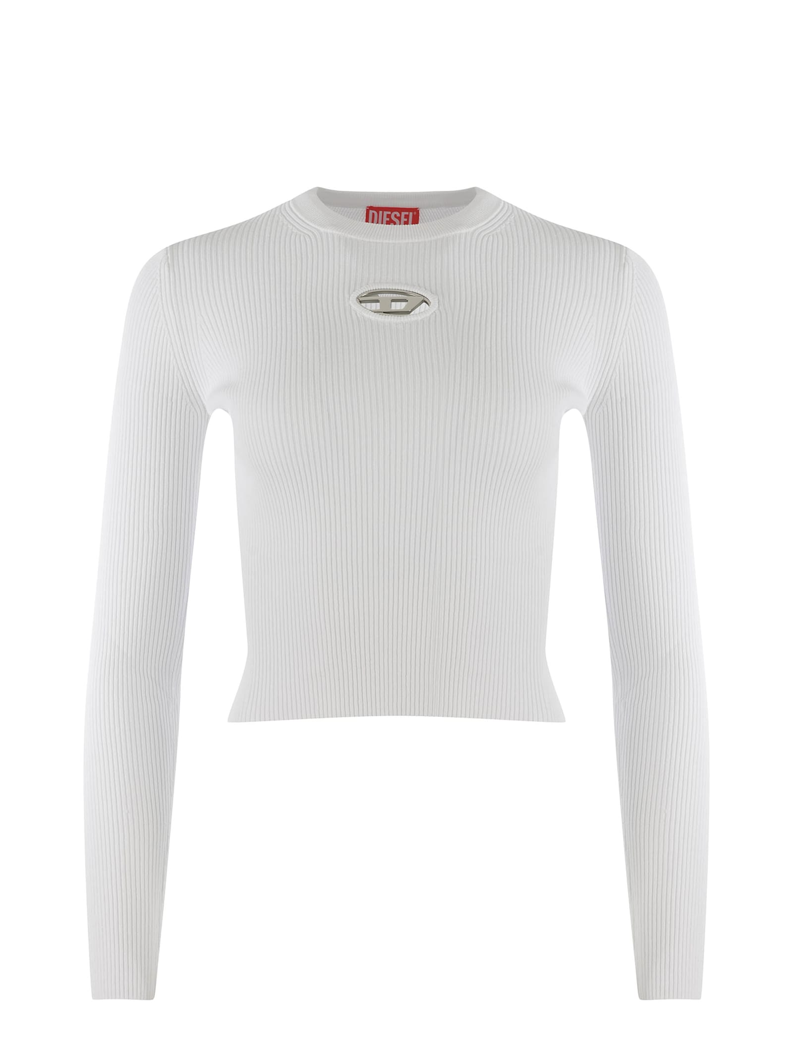 Shop Diesel Sweater  M-valari Made Of Ribbed Knit In White