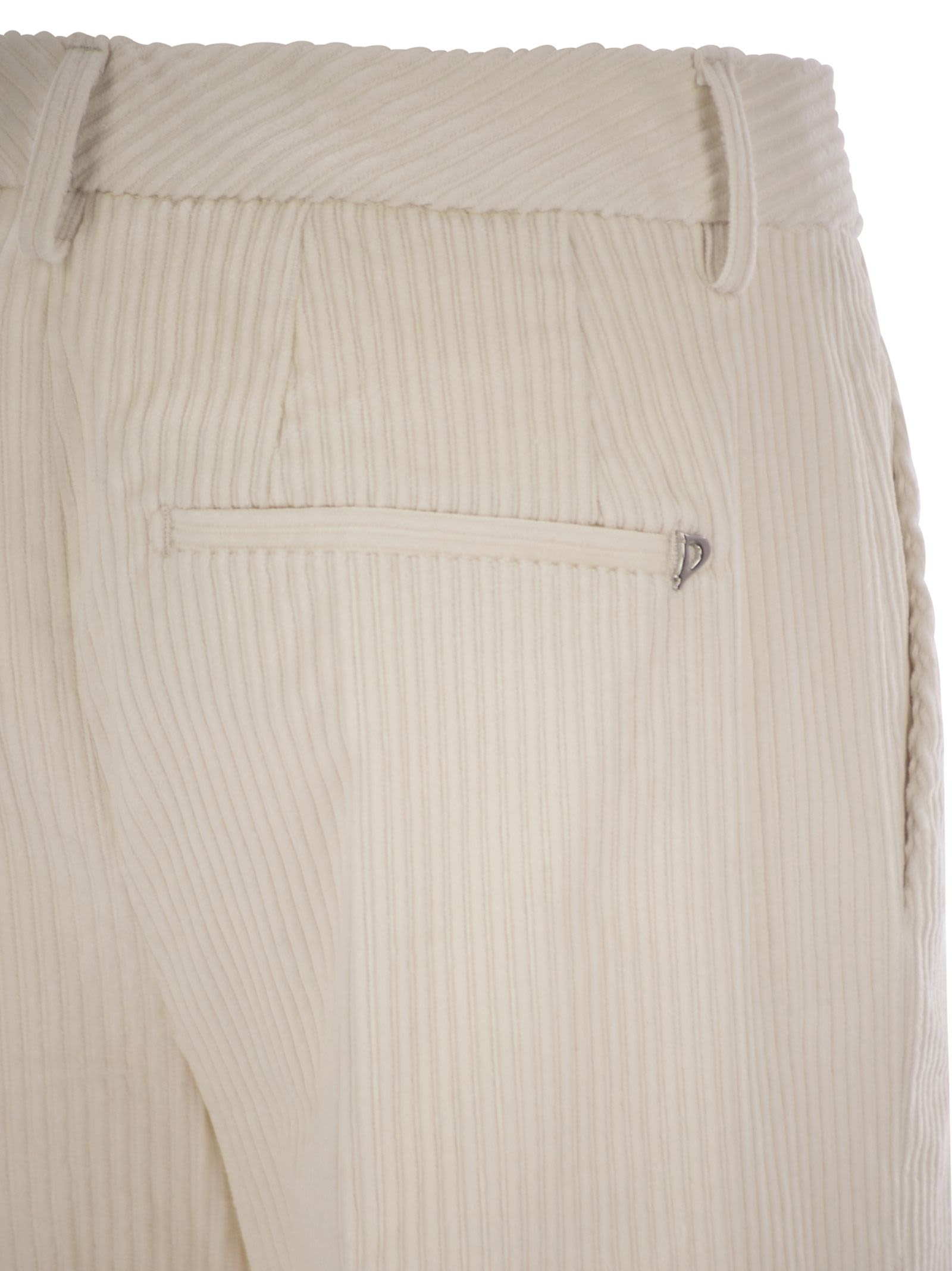 Dondup Janice - Wide Corduroy Trousers In Ivory