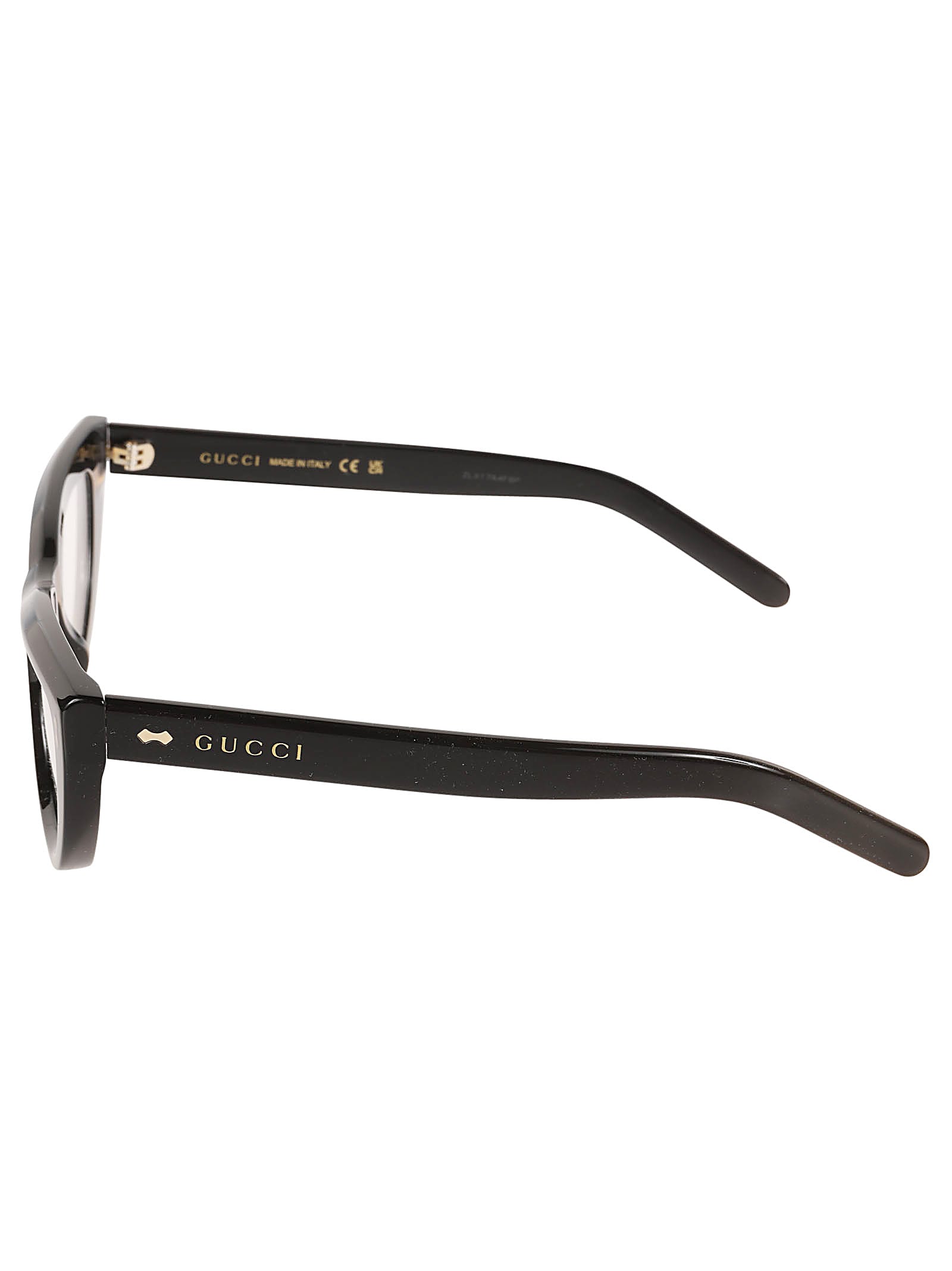 Shop Gucci Logo Embossed Glasses In 001 Black Black Transpare