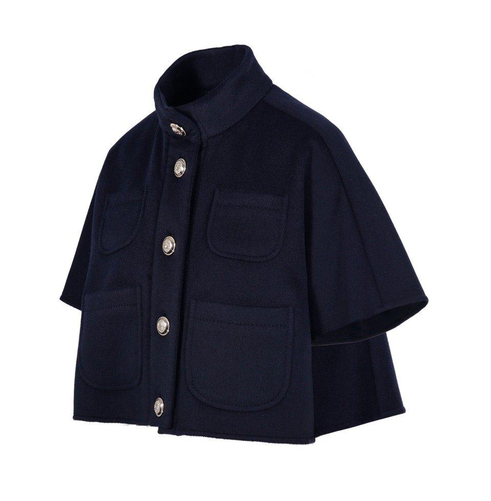 Shop Max Mara Buttoned Short-sleeved Coat In Blu