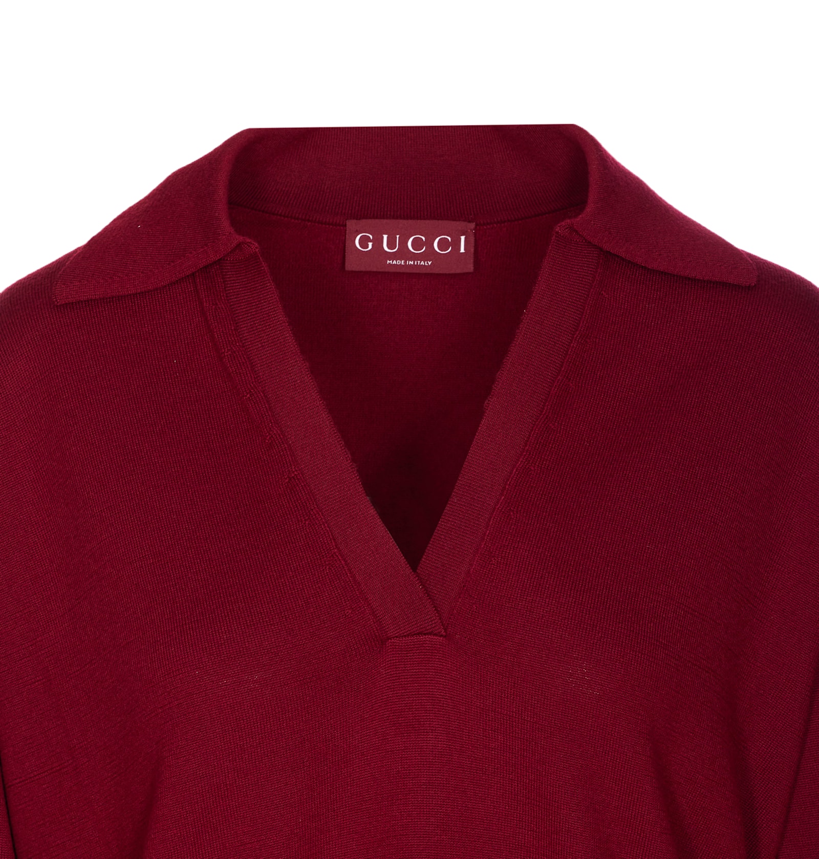 Gucci Ultrafine Wool Polo Shirt In Burgundy