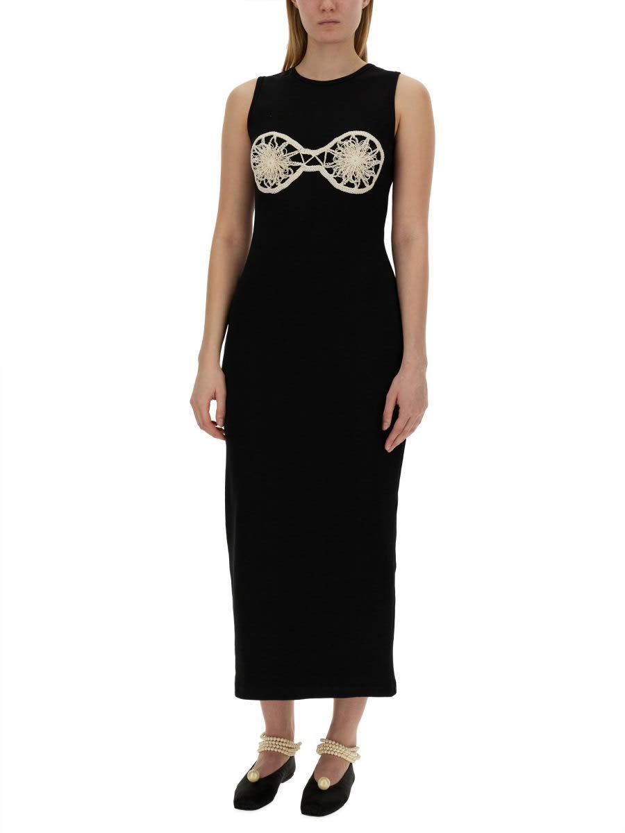 Magda Butrym Crochet-detailed Cotton Maxi Dress In Black