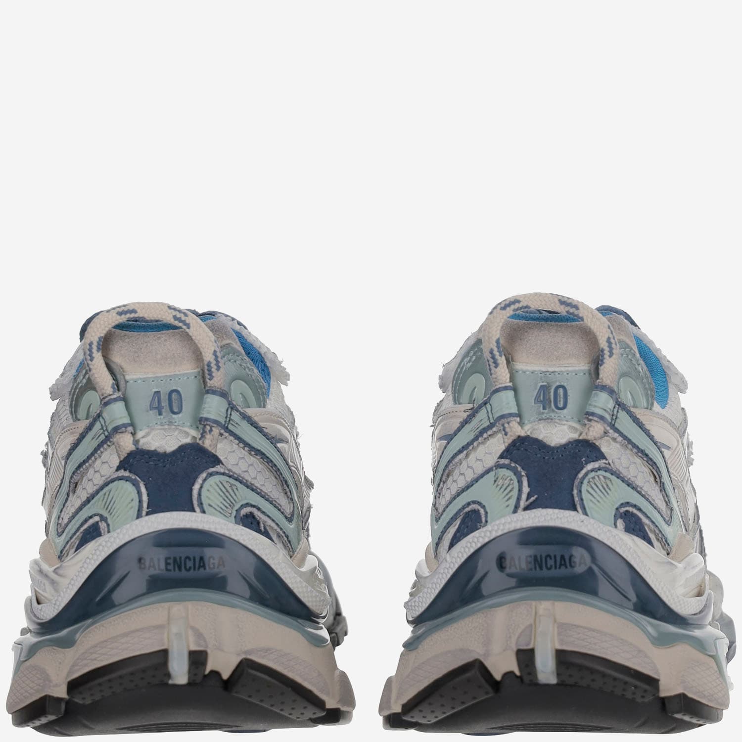 Balenciaga Men Runner 2 Sneakers In White/silver/grey