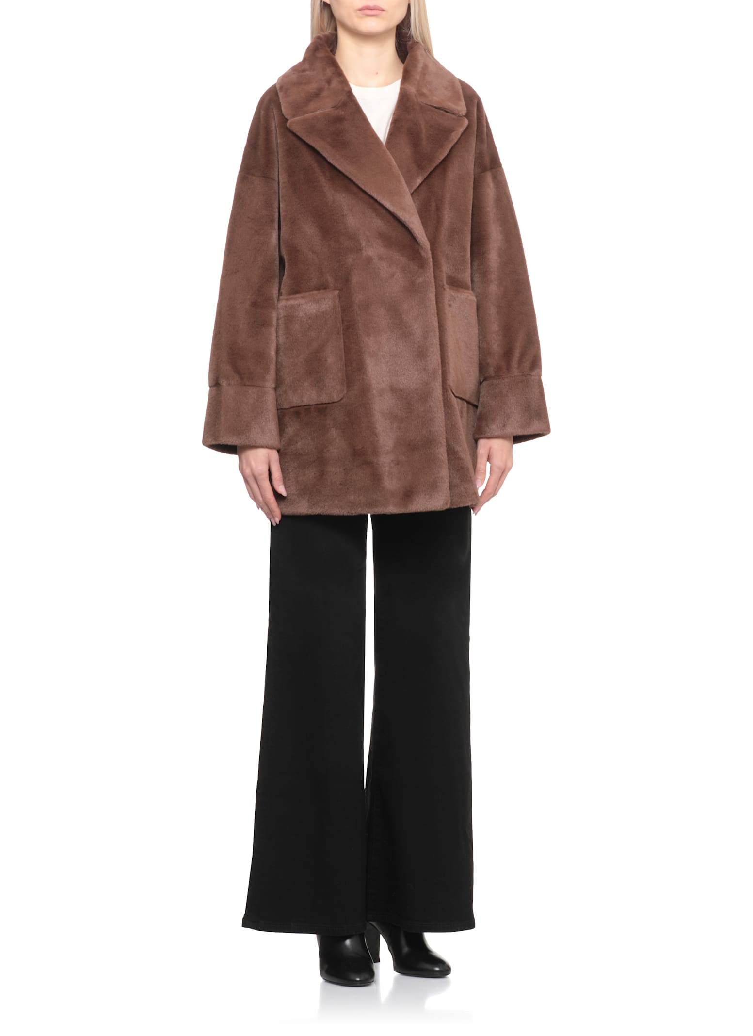 Betta Corradi Faux Fur Coat In Brown