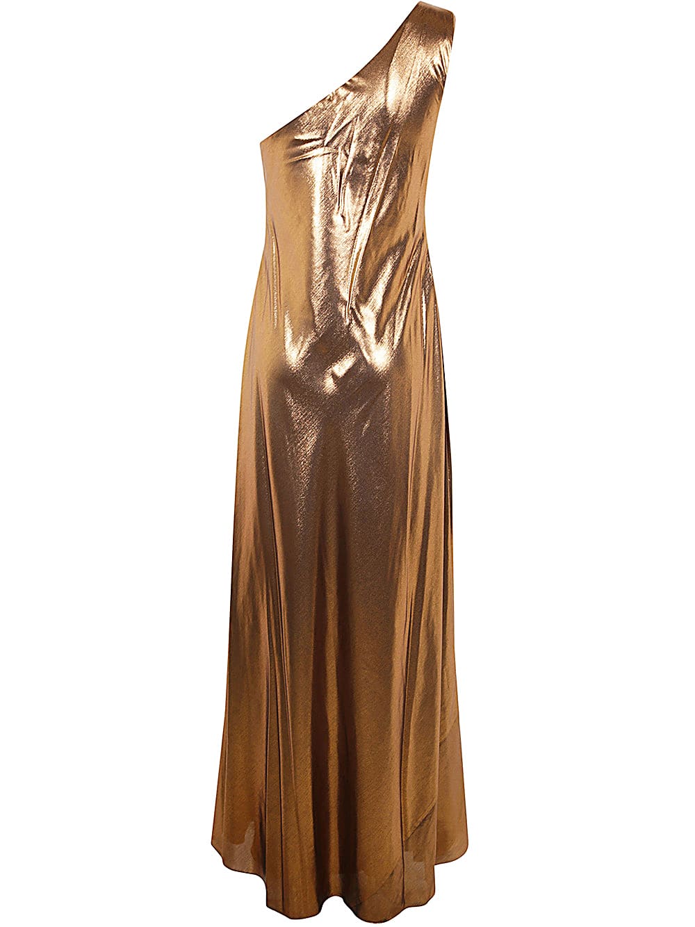 Shop Ralph Lauren Larmon Sleeveless Gown In Copper Foil On Black