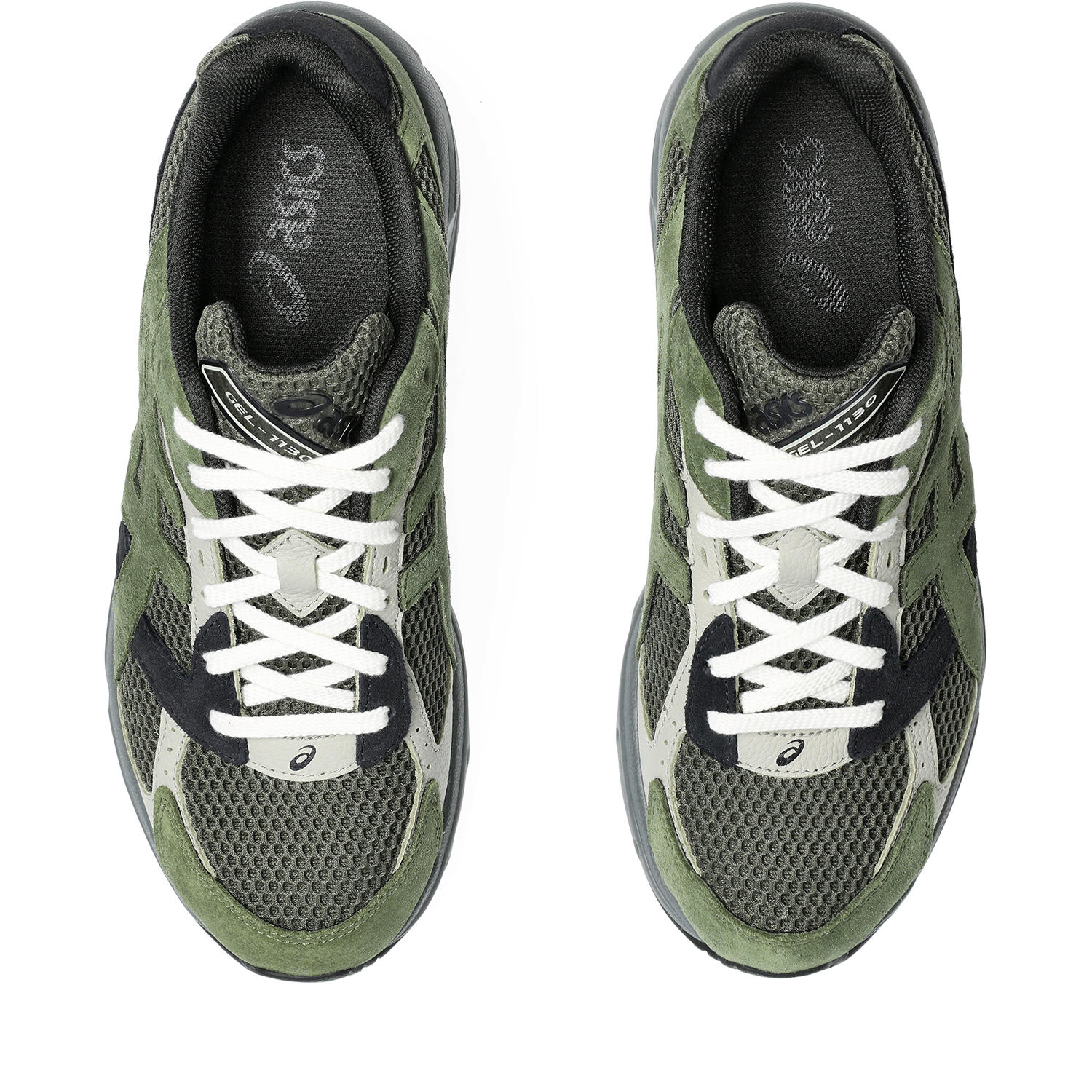 Asics Mens Olive Canvas Smog Green Gel 1130 Suede And Mesh Trainers In Multi