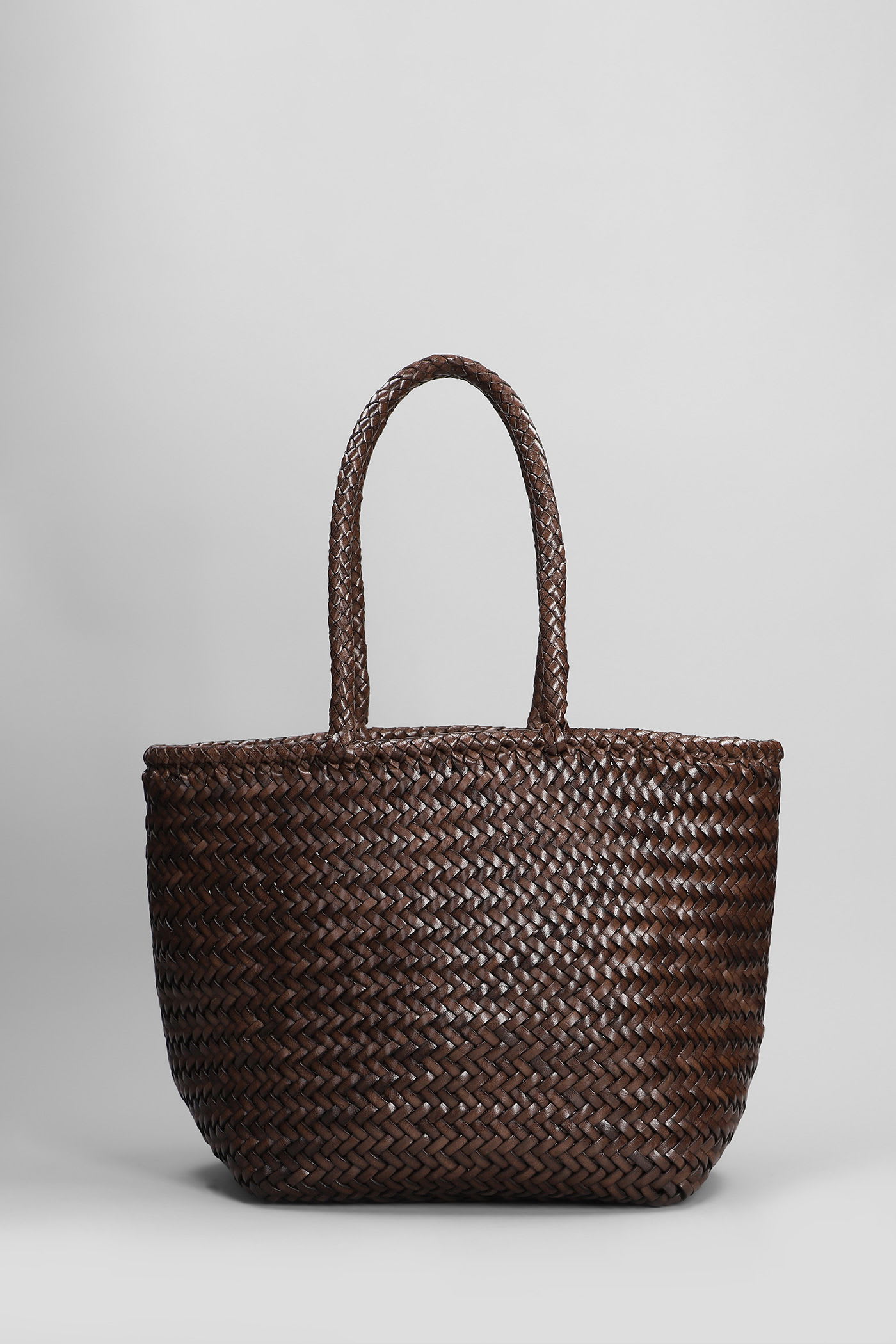 Grace Basket Small Tote In Brown Leather