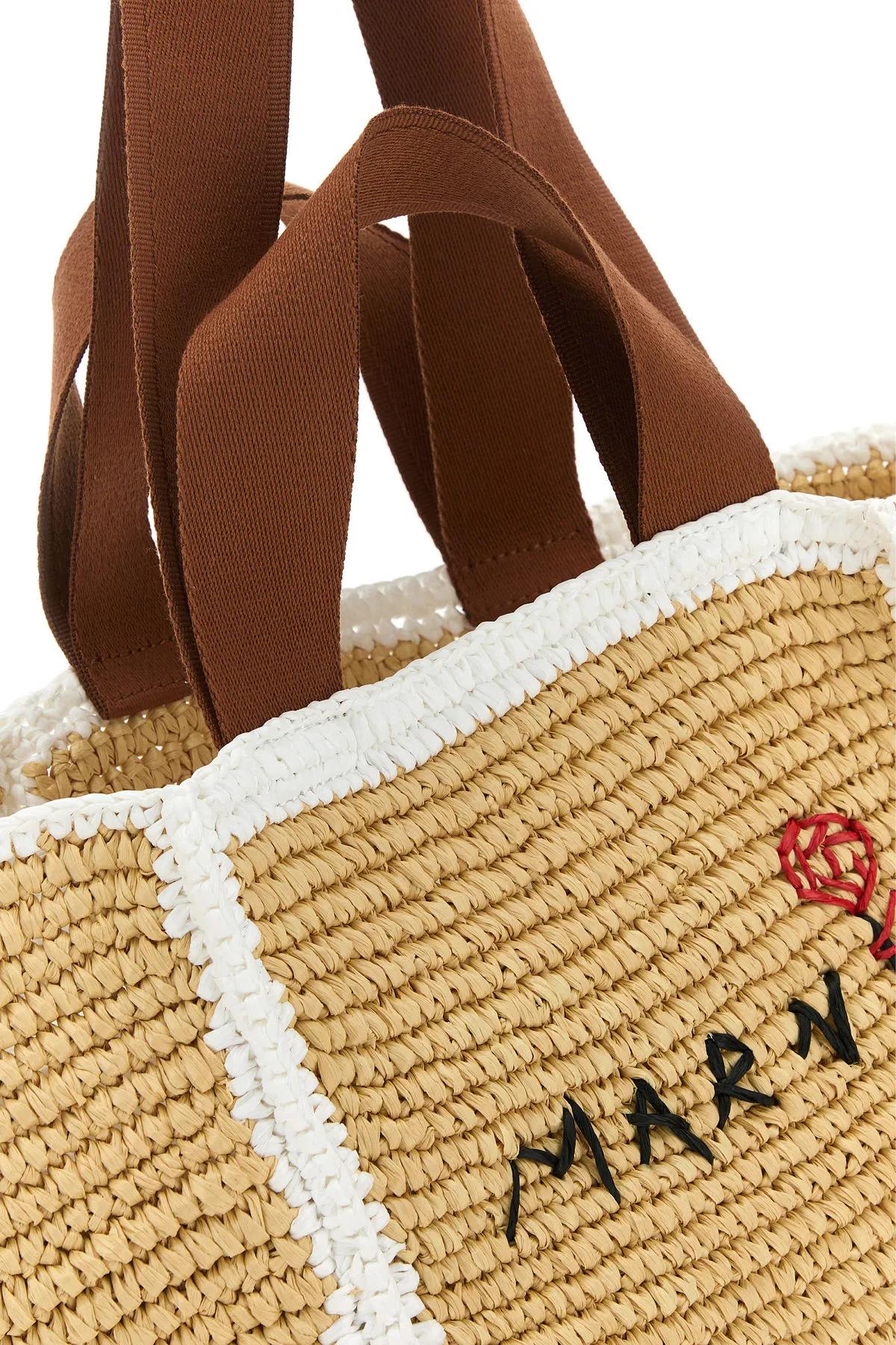 Shop Marni Raffia Shopping Bag In Beige