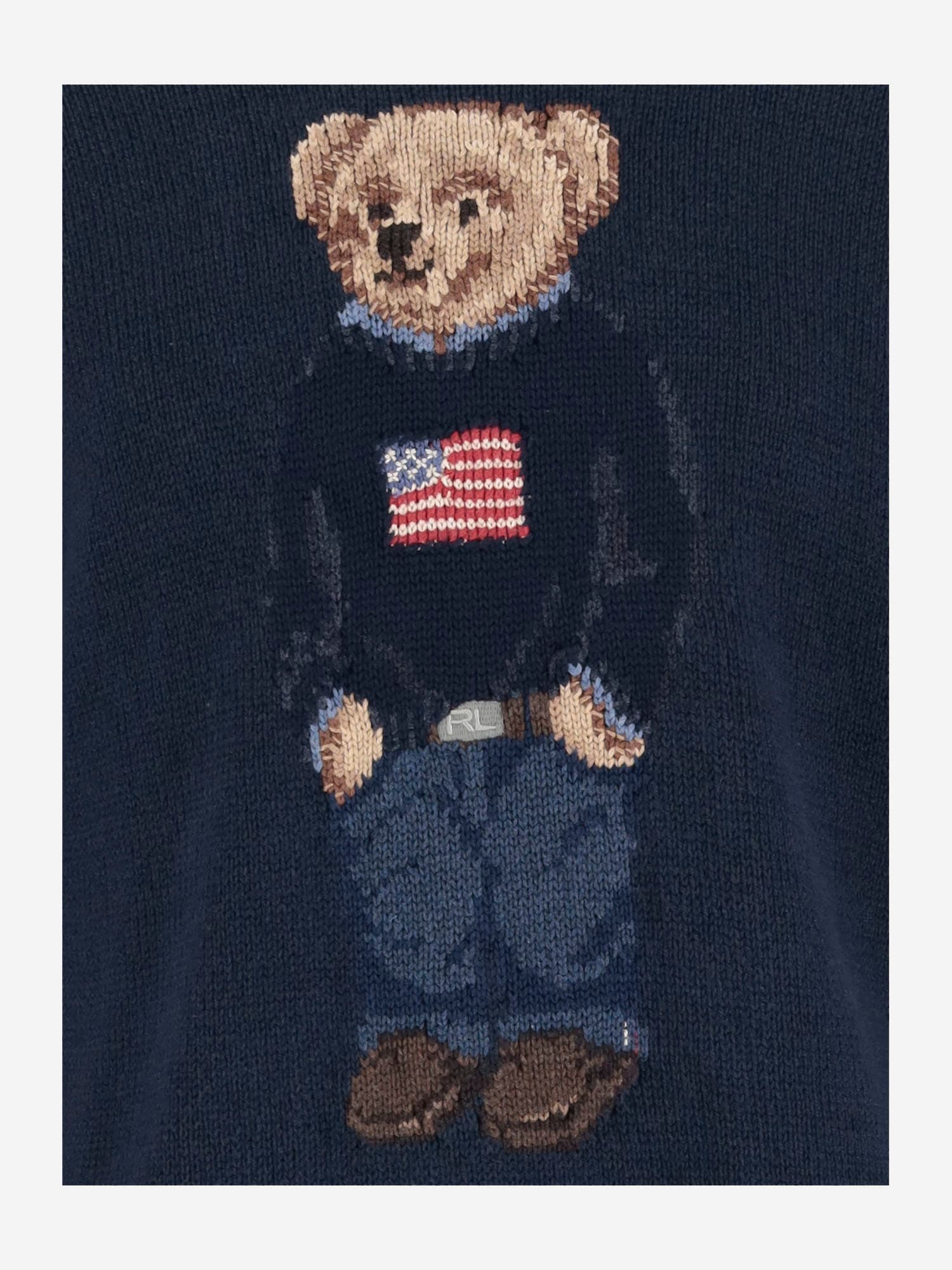 Shop Polo Ralph Lauren Cotton Blend Polo Bear Sweater In Blue