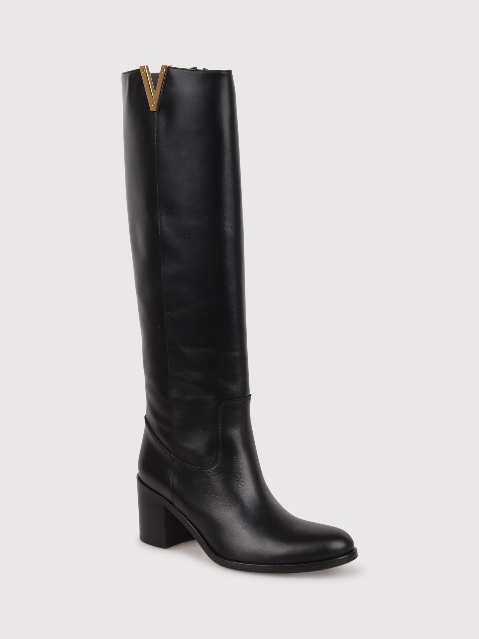 Shop Via Roma 15 65mm Logo Plaque Knee-high Boots