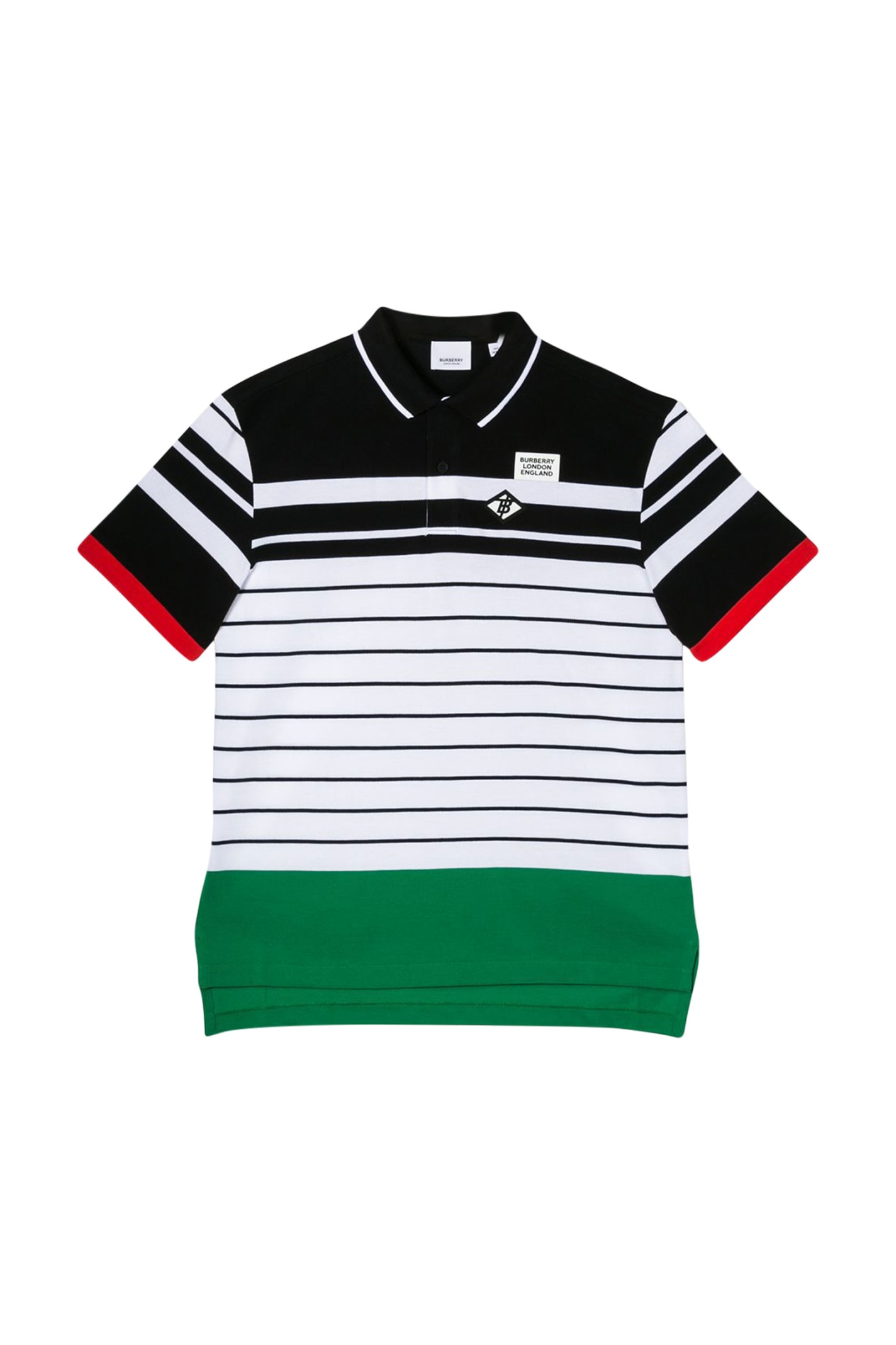 BURBERRY KIDS STRIPED POLO WITH APPLICATION,11242515