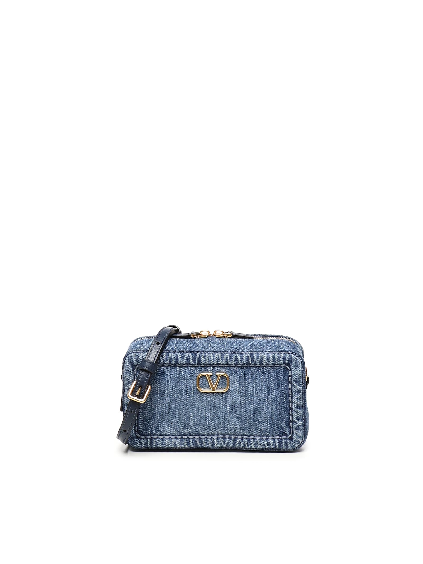 Valentino Garavani Alltime Mini Shoulder Bag In Denim