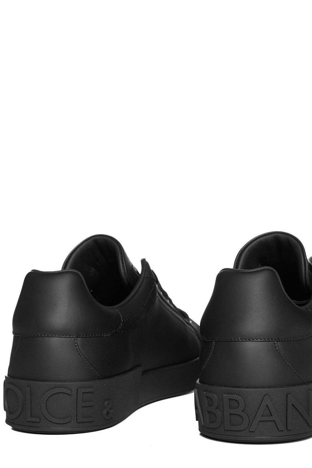 Shop Dolce & Gabbana Portofino Lace-up Sneakers In Black