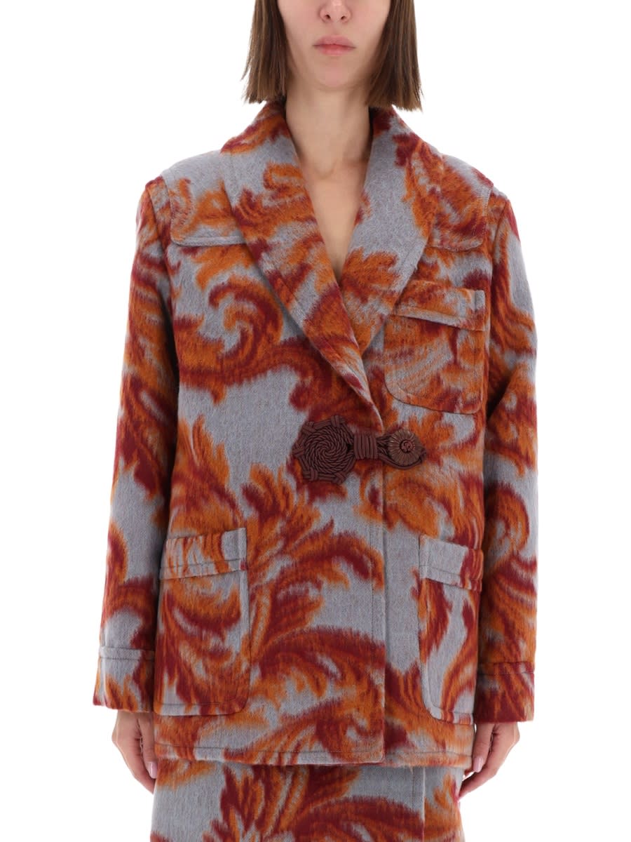 Etro Wool Blend Coat In Multi