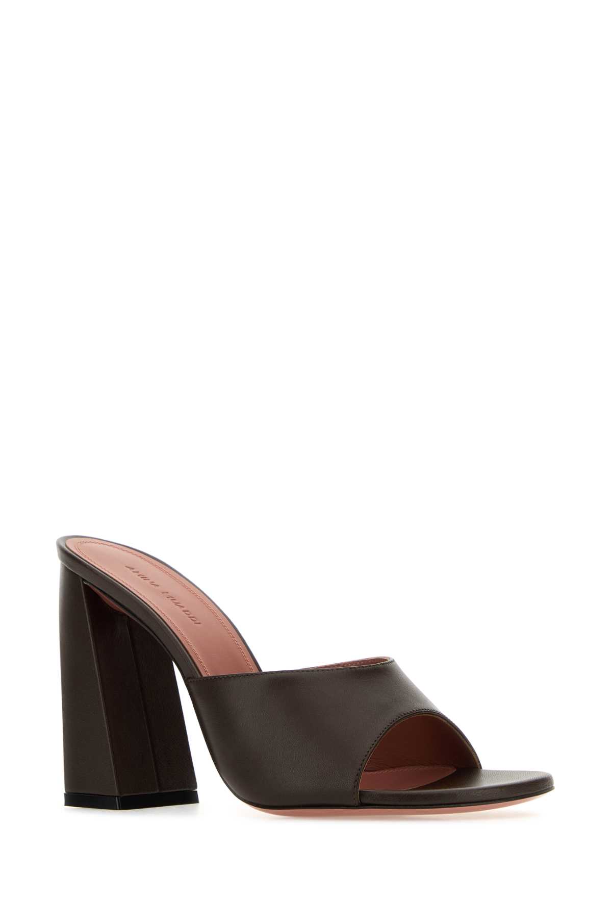 Amina Muaddi Brigitte 95 Sandals In Brown Hammered Leather In Mocha