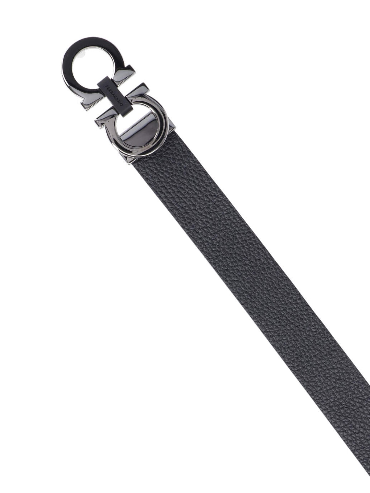 Shop Ferragamo Gancini Reversible Belt In Black