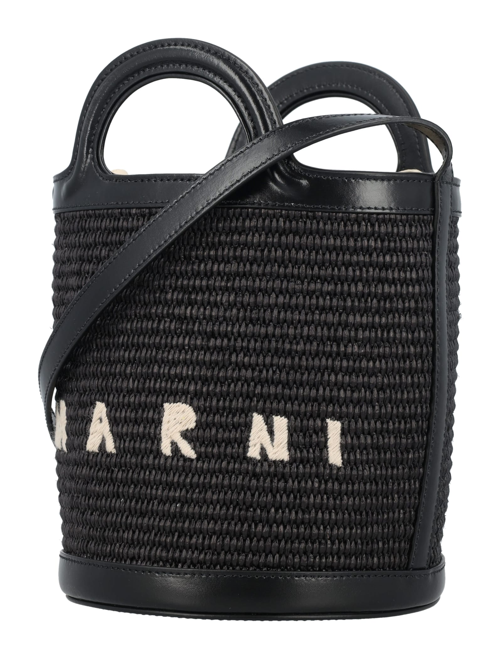Shop Marni Tropicalia Small Bucket Bag In Black