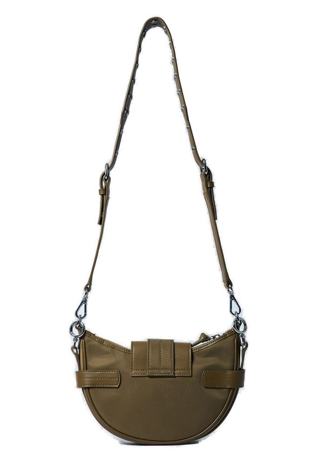 Ganni Half-moon Shape Small Bucky Crossbody Bag In Green